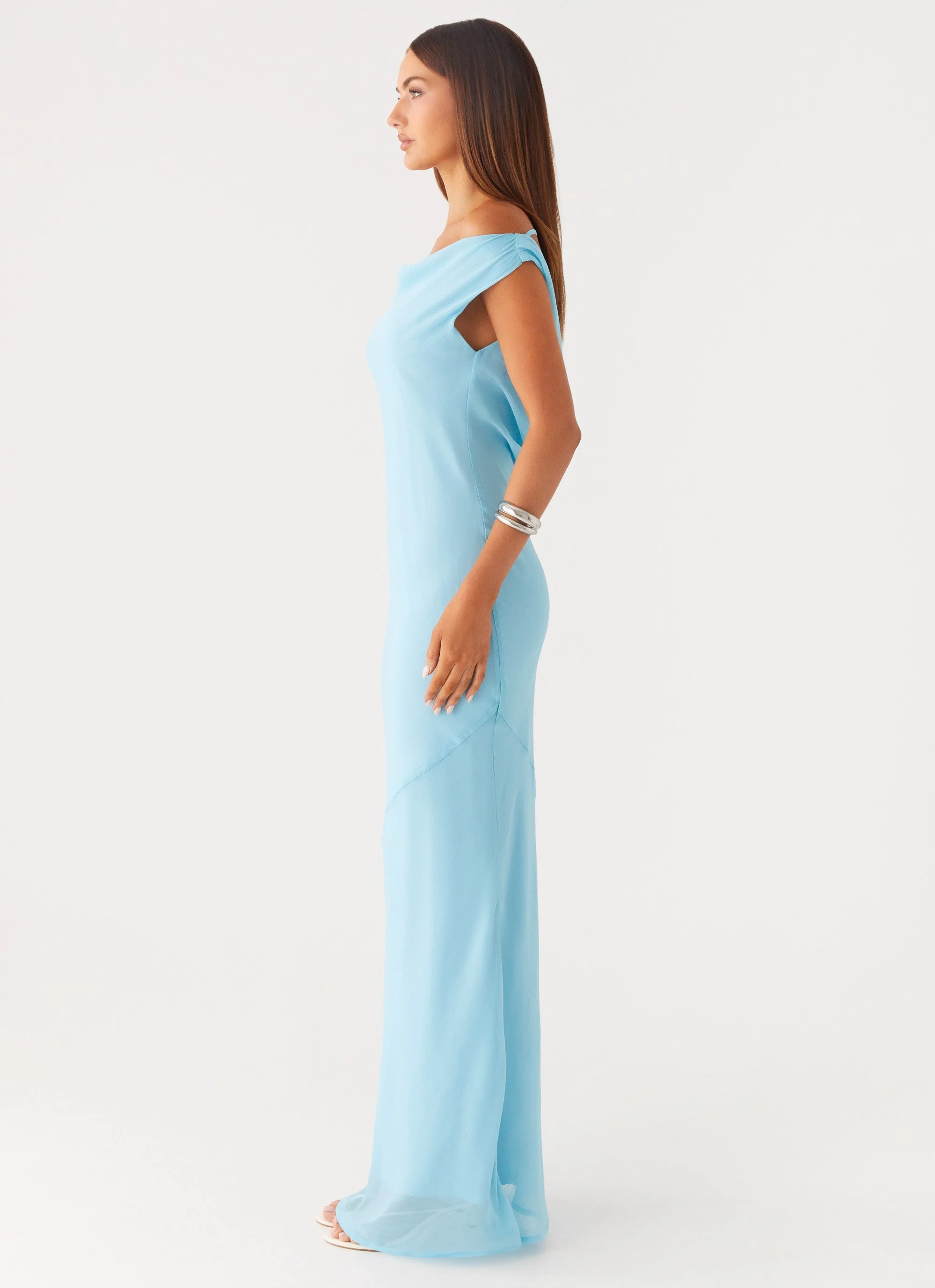 Brittany Chiffon Maxi Dress - Turquoise - Image 2