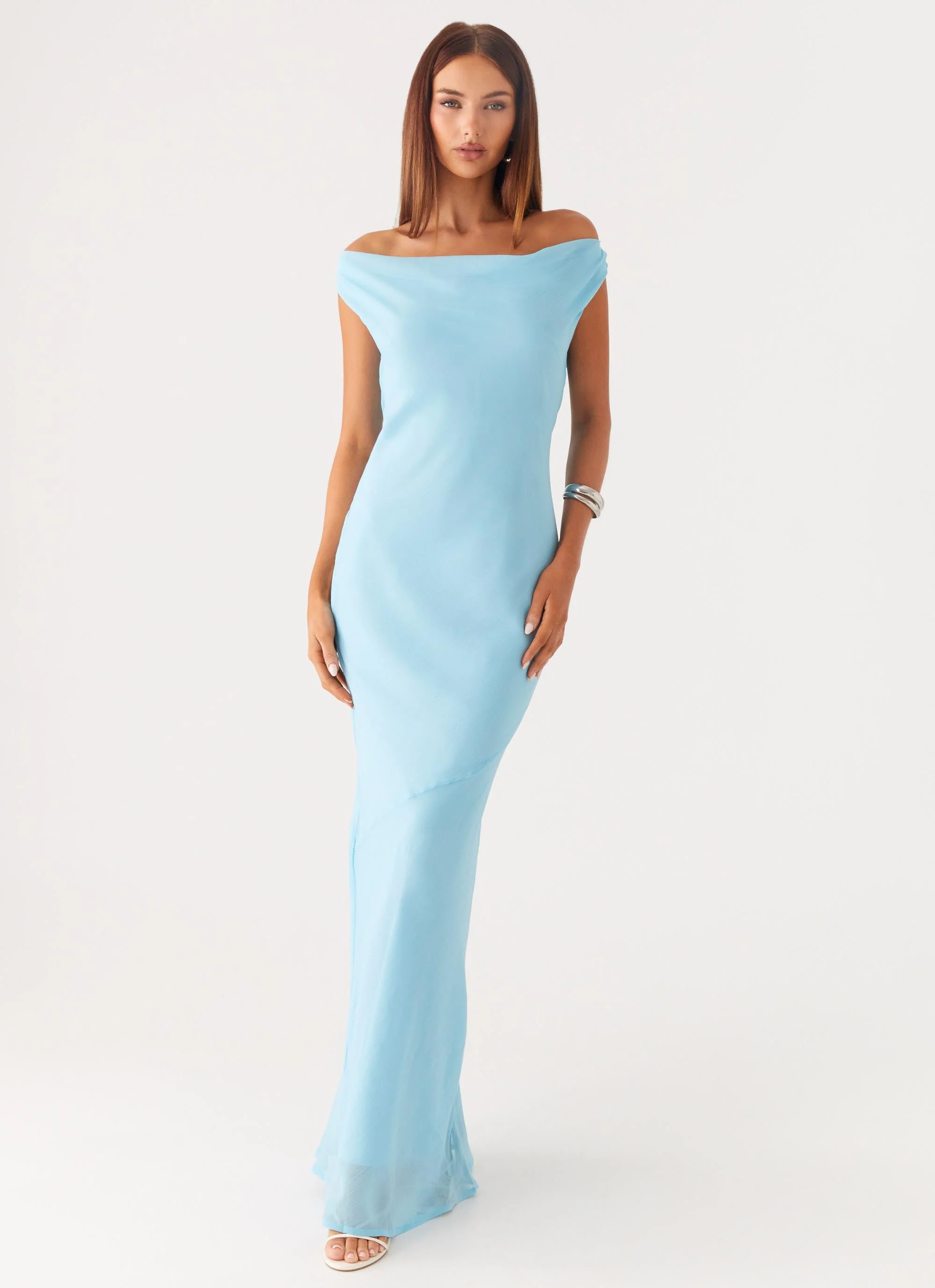 Brittany Chiffon Maxi Dress - Turquoise - Image 4