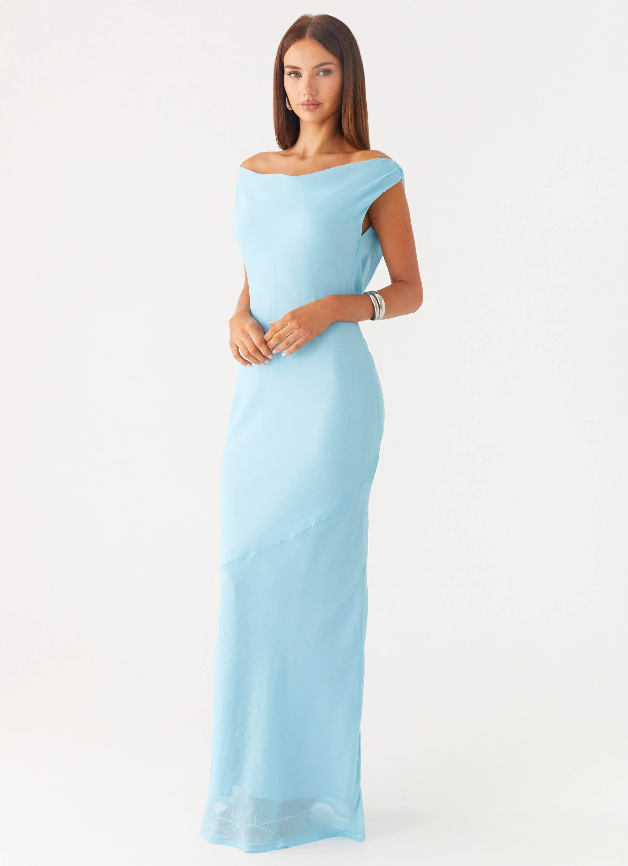 Brittany Chiffon Maxi Dress - Turquoise - Image 5
