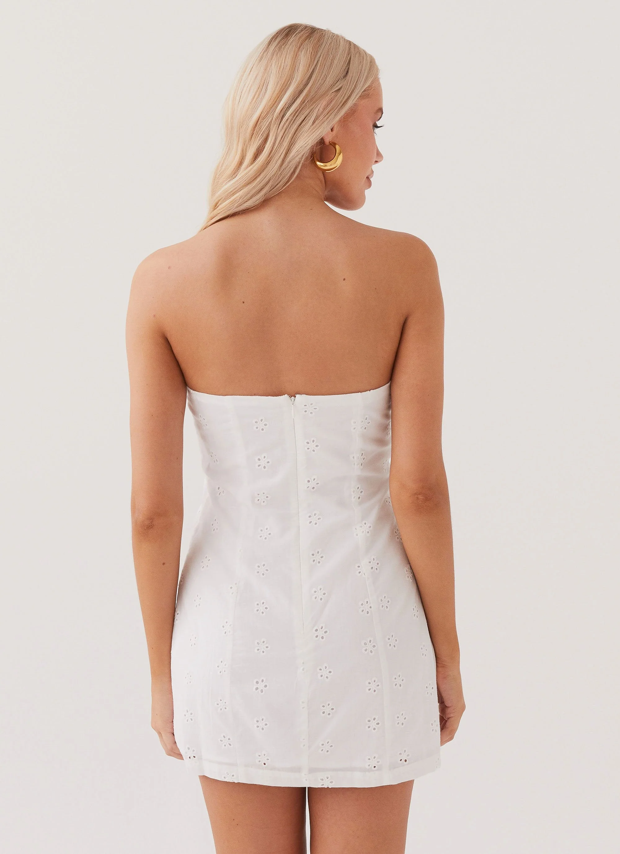 Bronwyn Broderie Mini Dress - White - Image 4