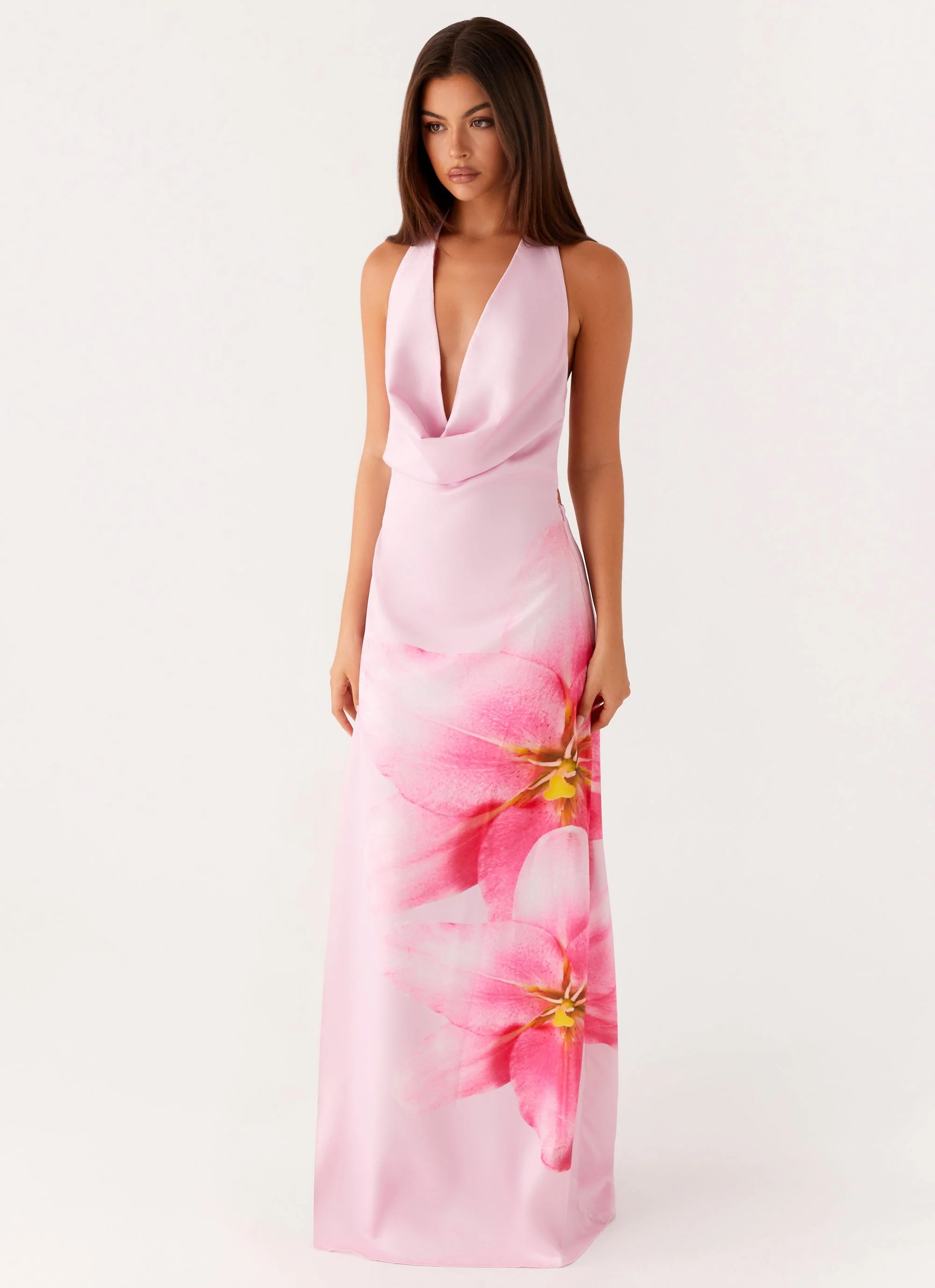 Bryony Cowl Maxi Dress - Pink - Image 6