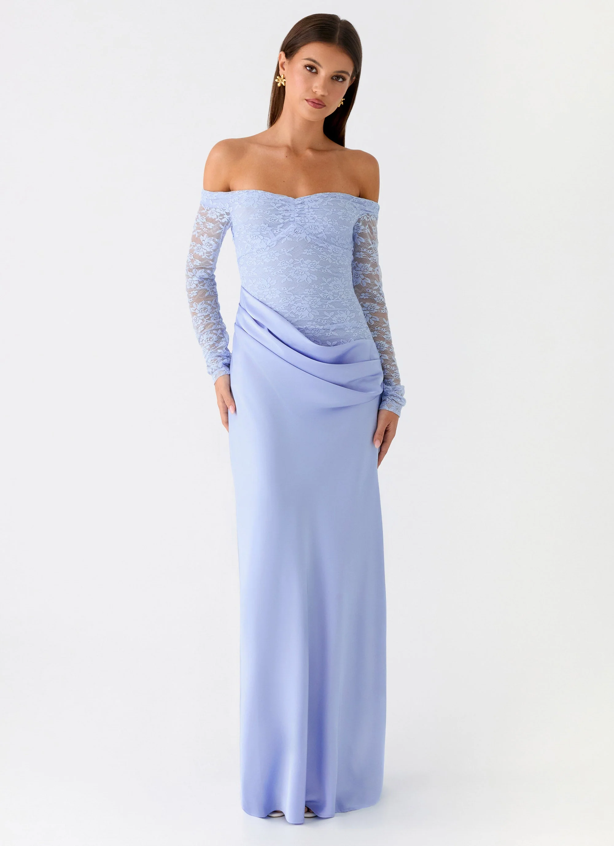 Burke Off Shoulder Maxi Dress - Blue - Image 6