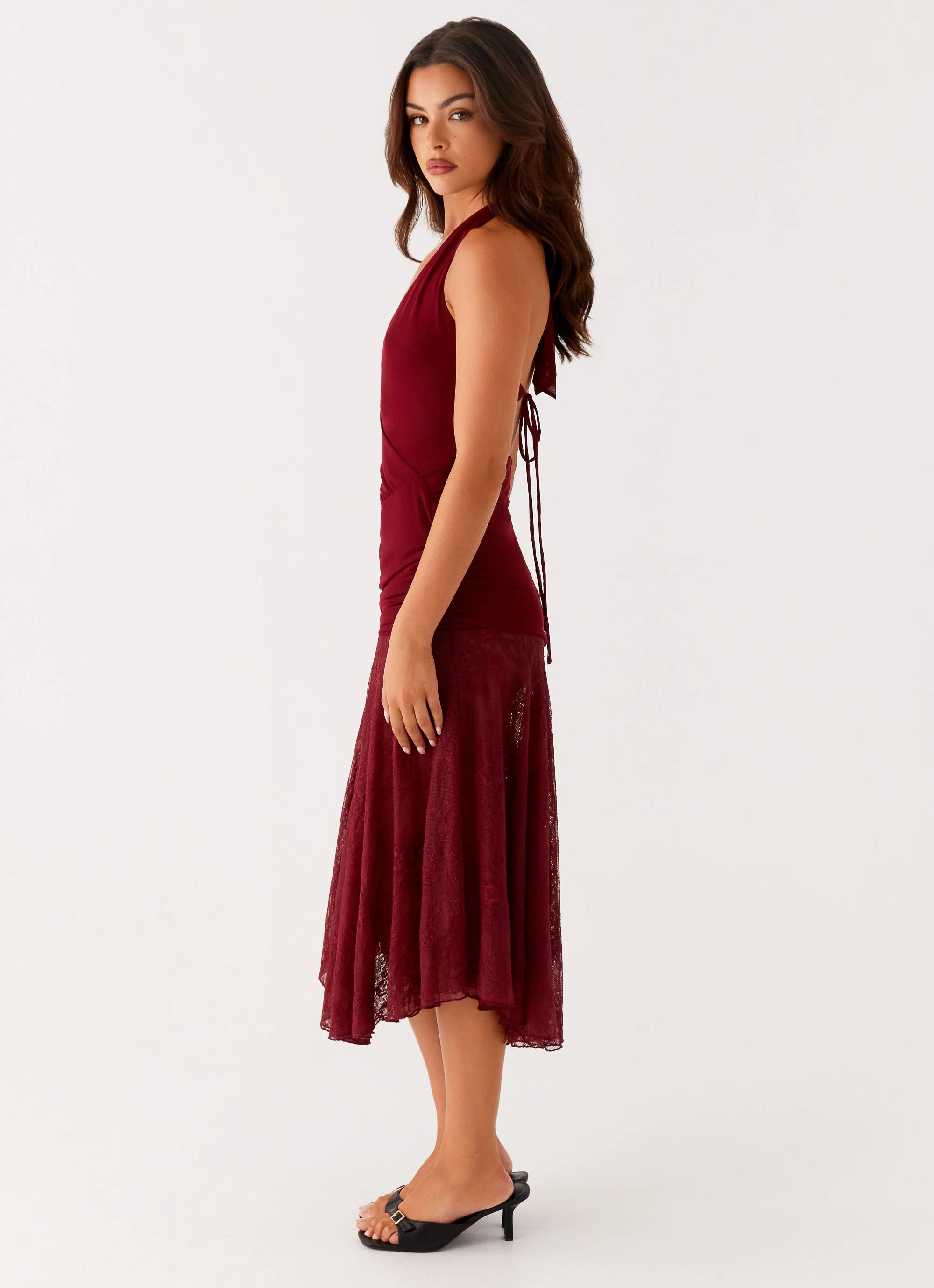 Burnout Midi Dress - Maroon - Image 3