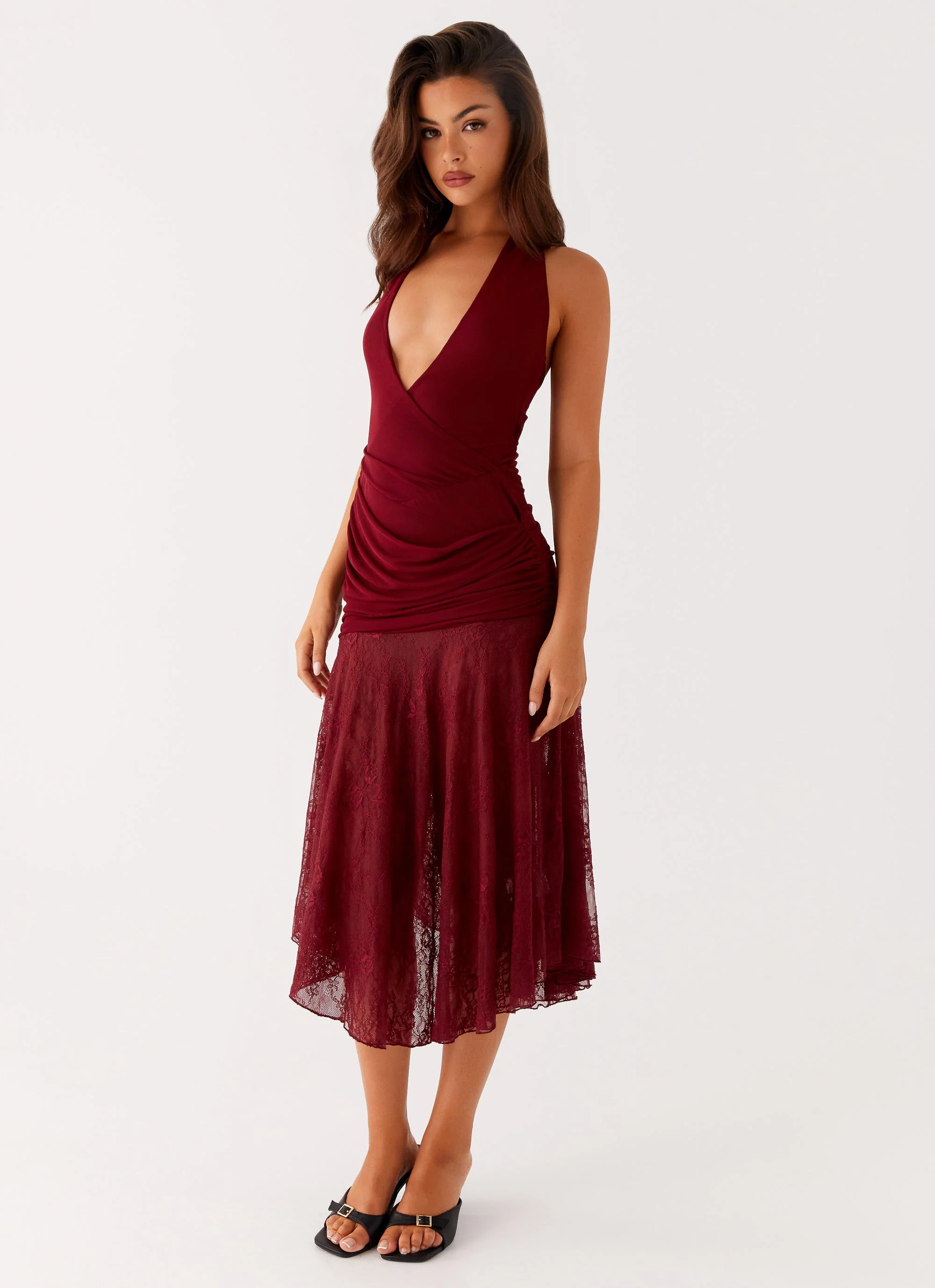 Burnout Midi Dress - Maroon - Image 5