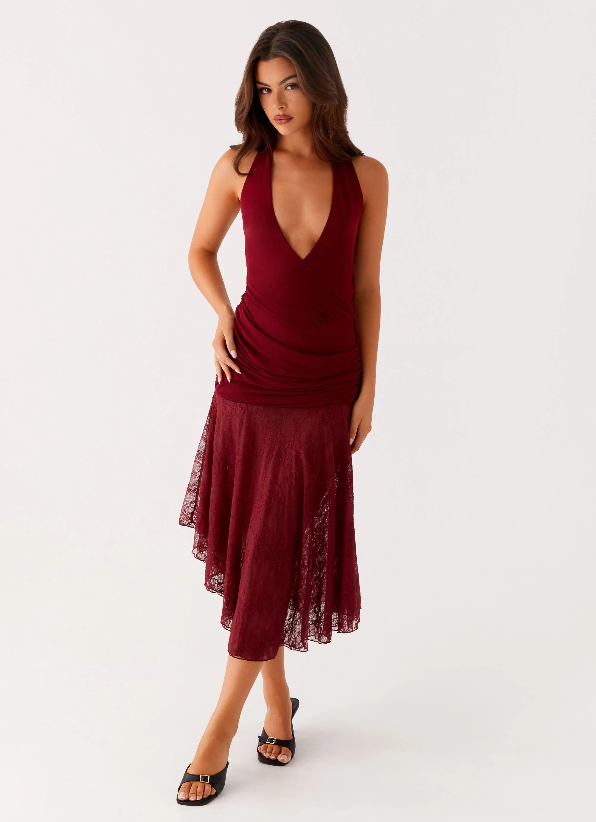 Burnout Midi Dress - Maroon - Image 6