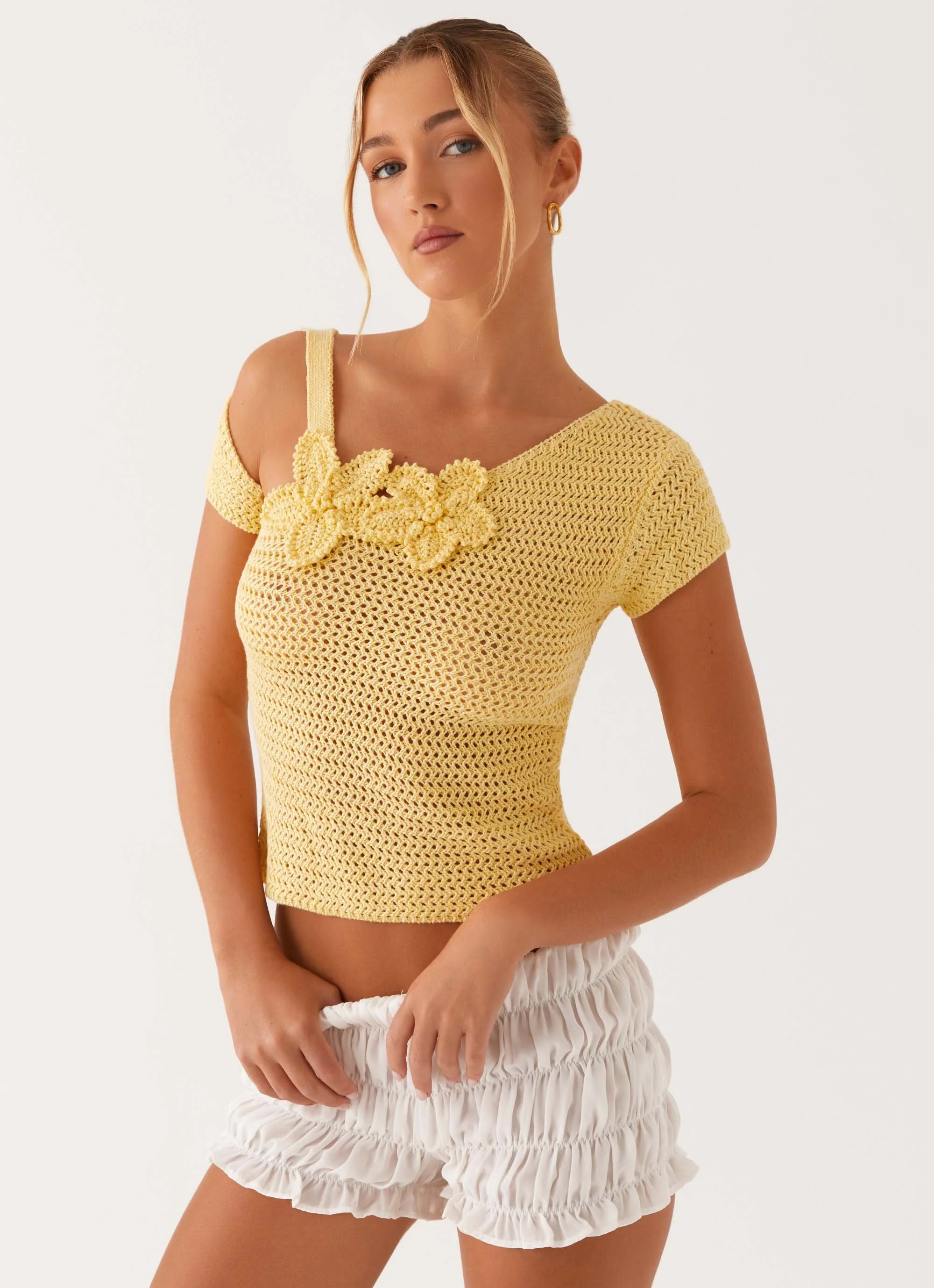 By The Lake Crochet Top - Yellow - Image 6