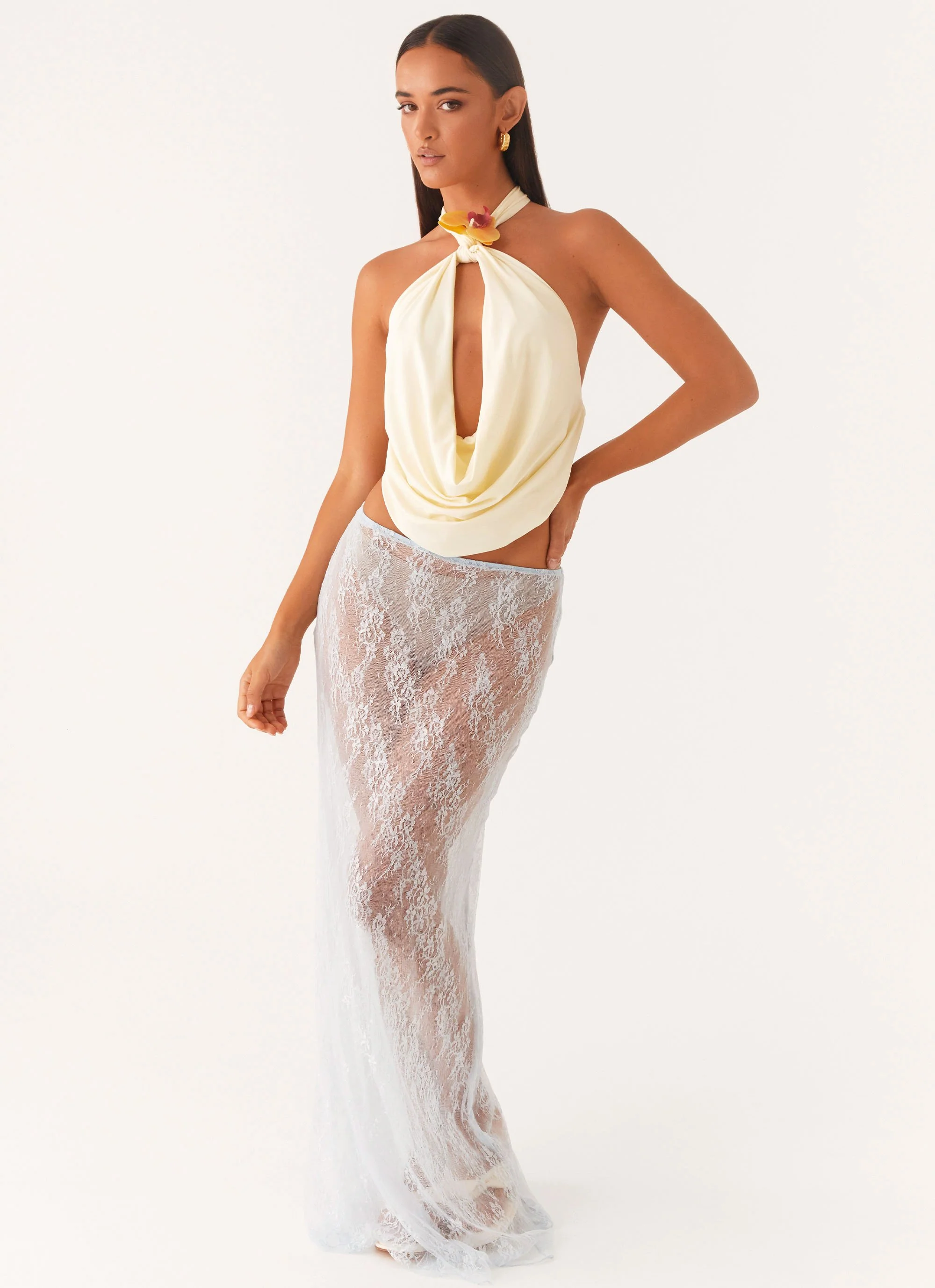 Caden Lace Maxi Skirt - Blue - Image 5