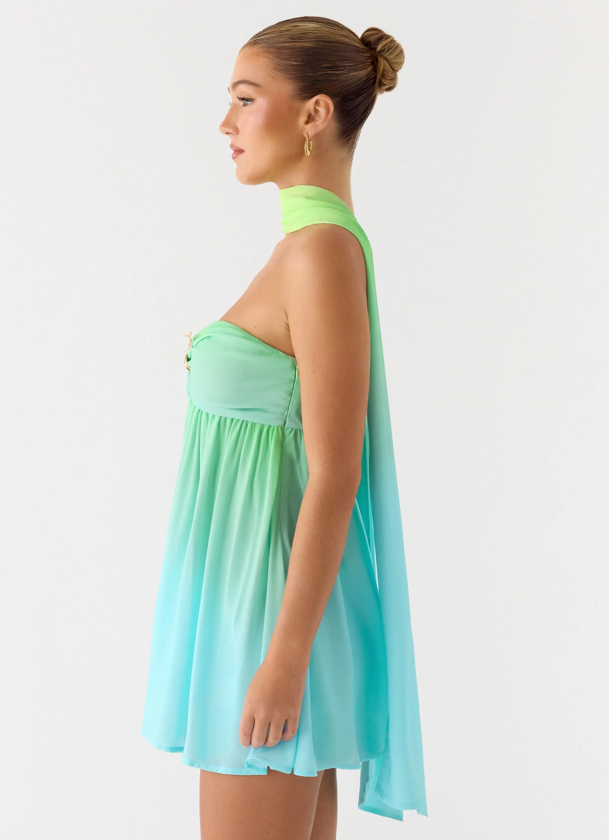 Calantha Scarf Mini Dress - Sea Ombre - Image 2