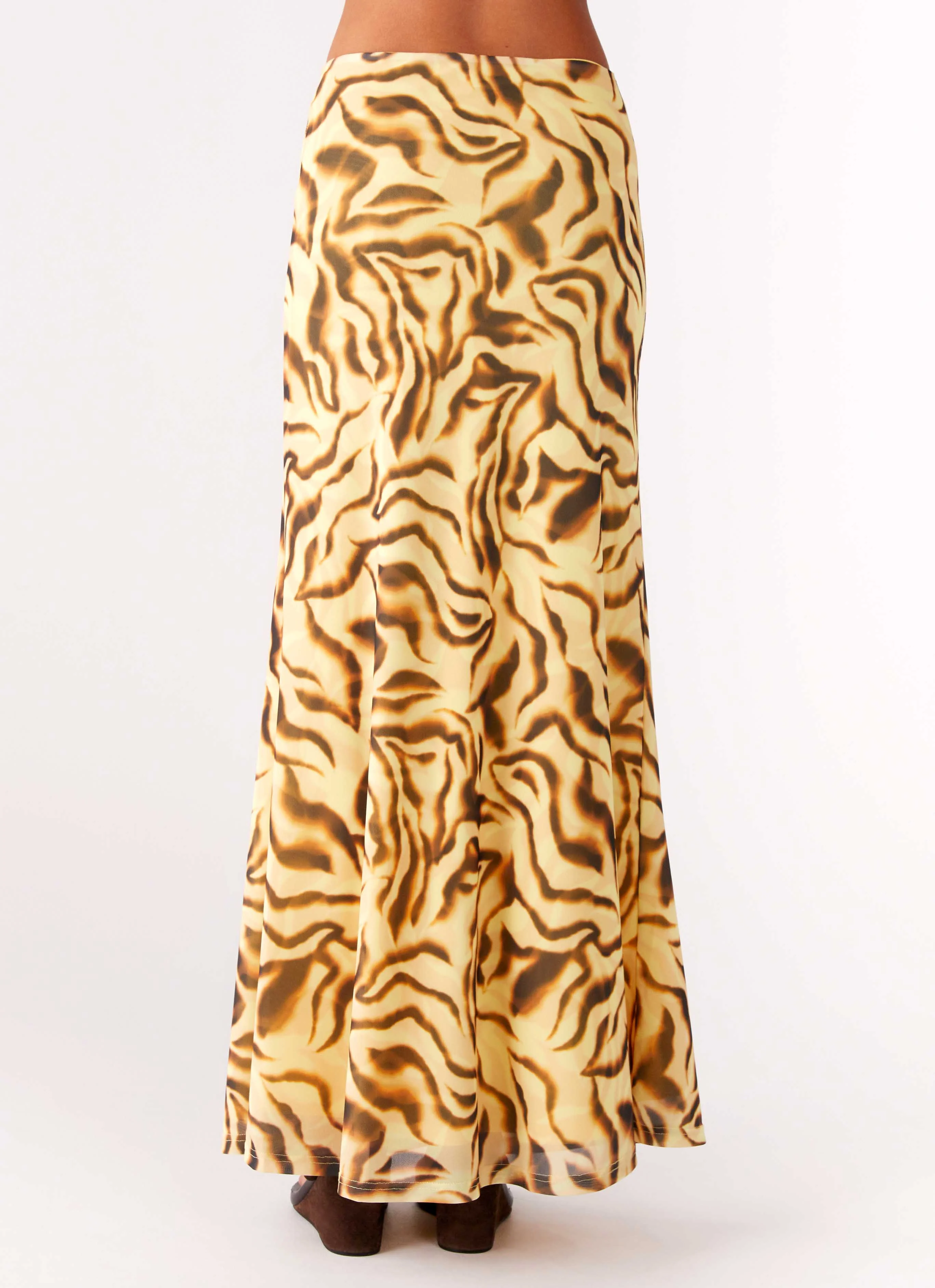 Call Me Low Rise Maxi Skirt - Yellow Zebra - Image 3