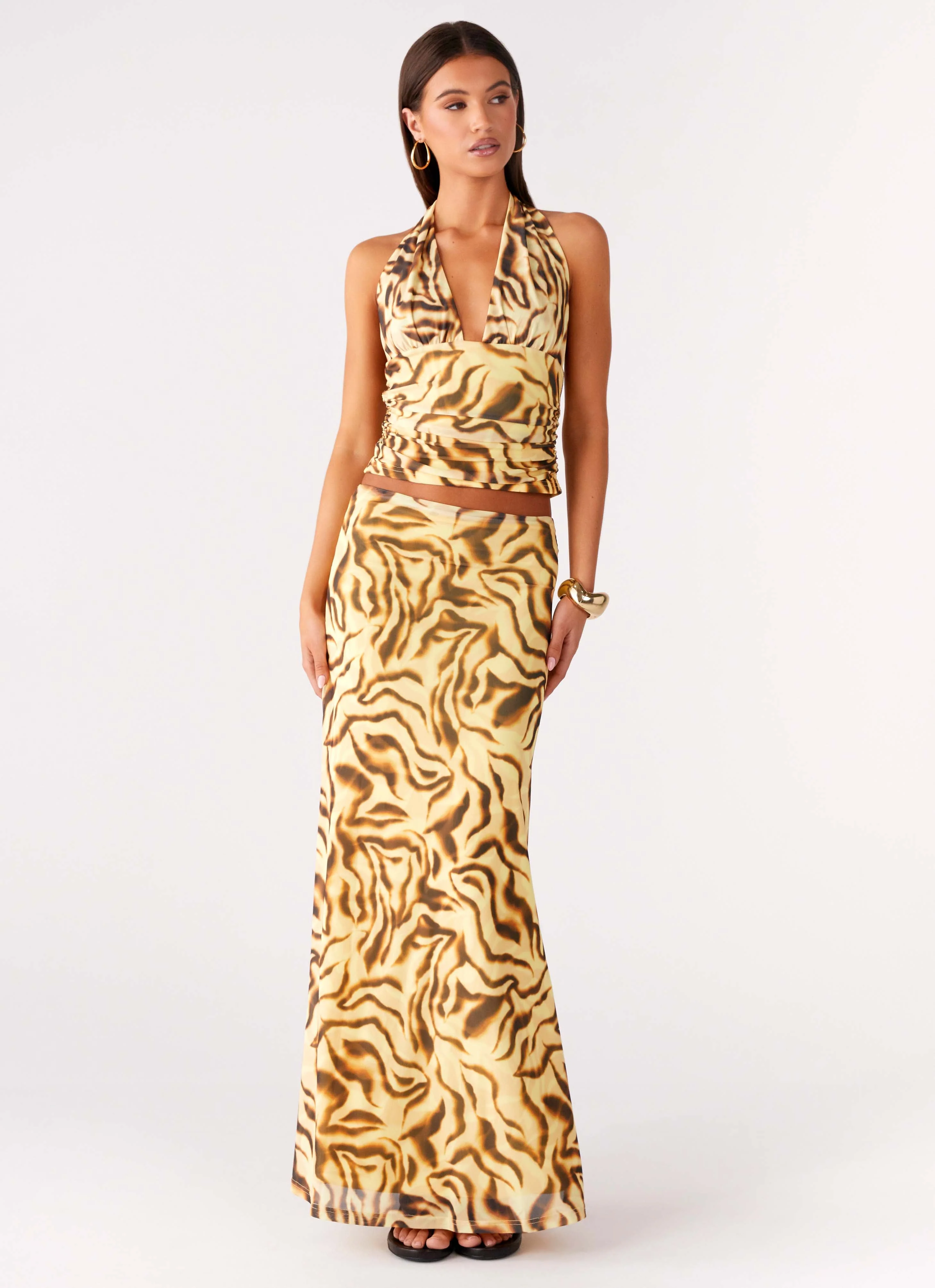 Call Me Low Rise Maxi Skirt - Yellow Zebra - Image 6