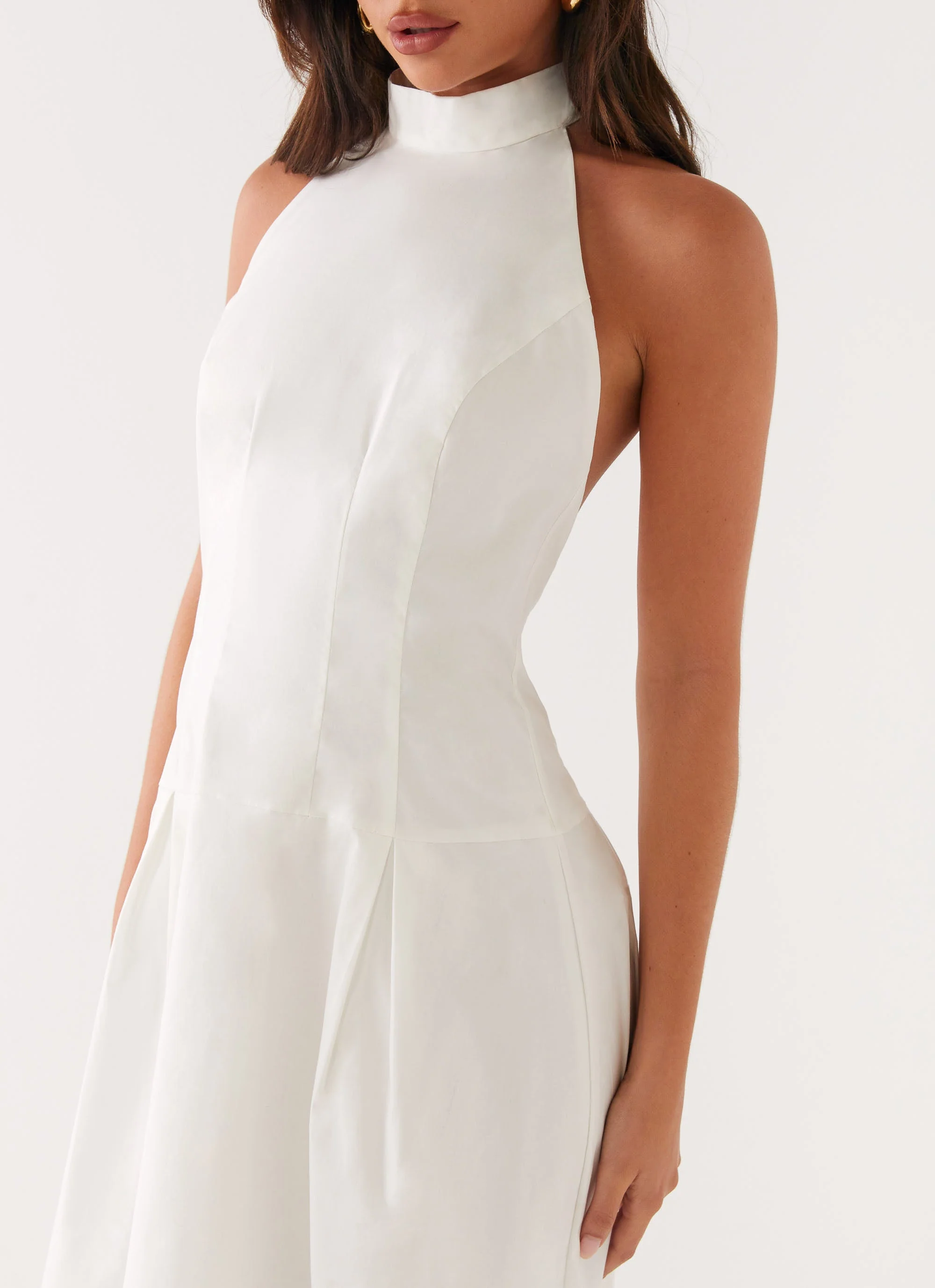 Calla Halter Midi Dress - White - Image 6