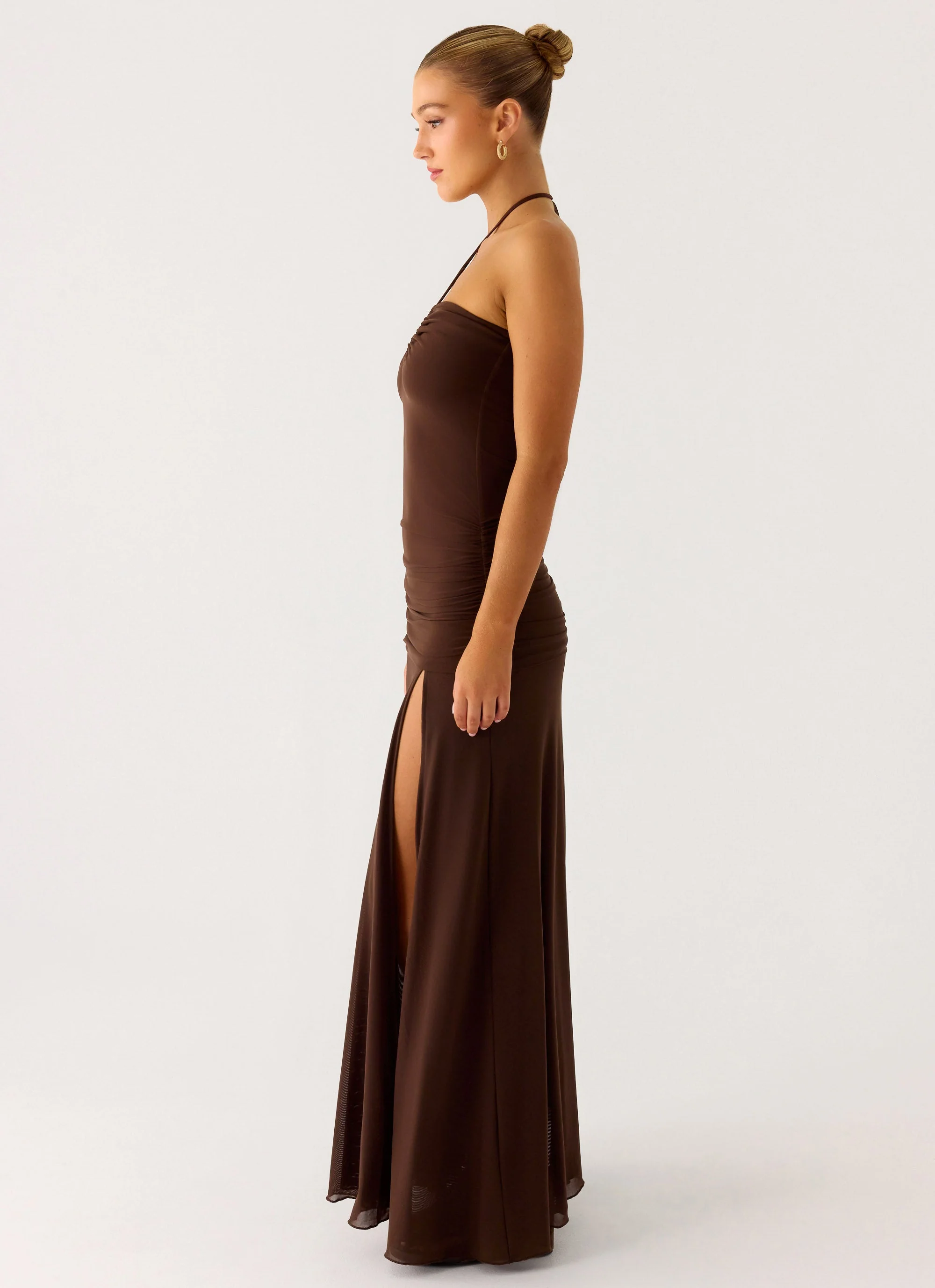 Callie Ruched Maxi Dress - Chocolate - Image 2