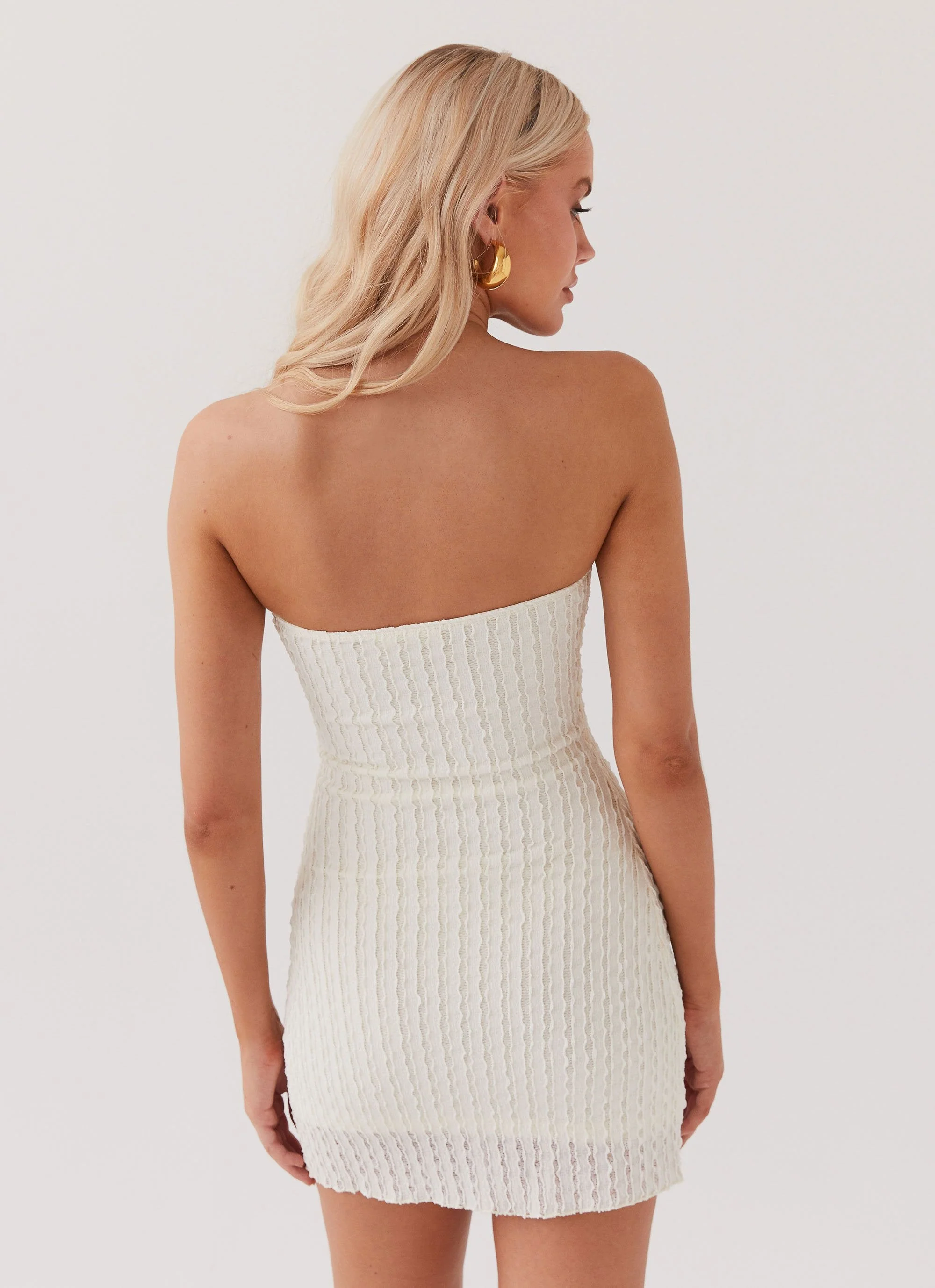 Calm Waters Knit Mini Dress - Cream - Image 4