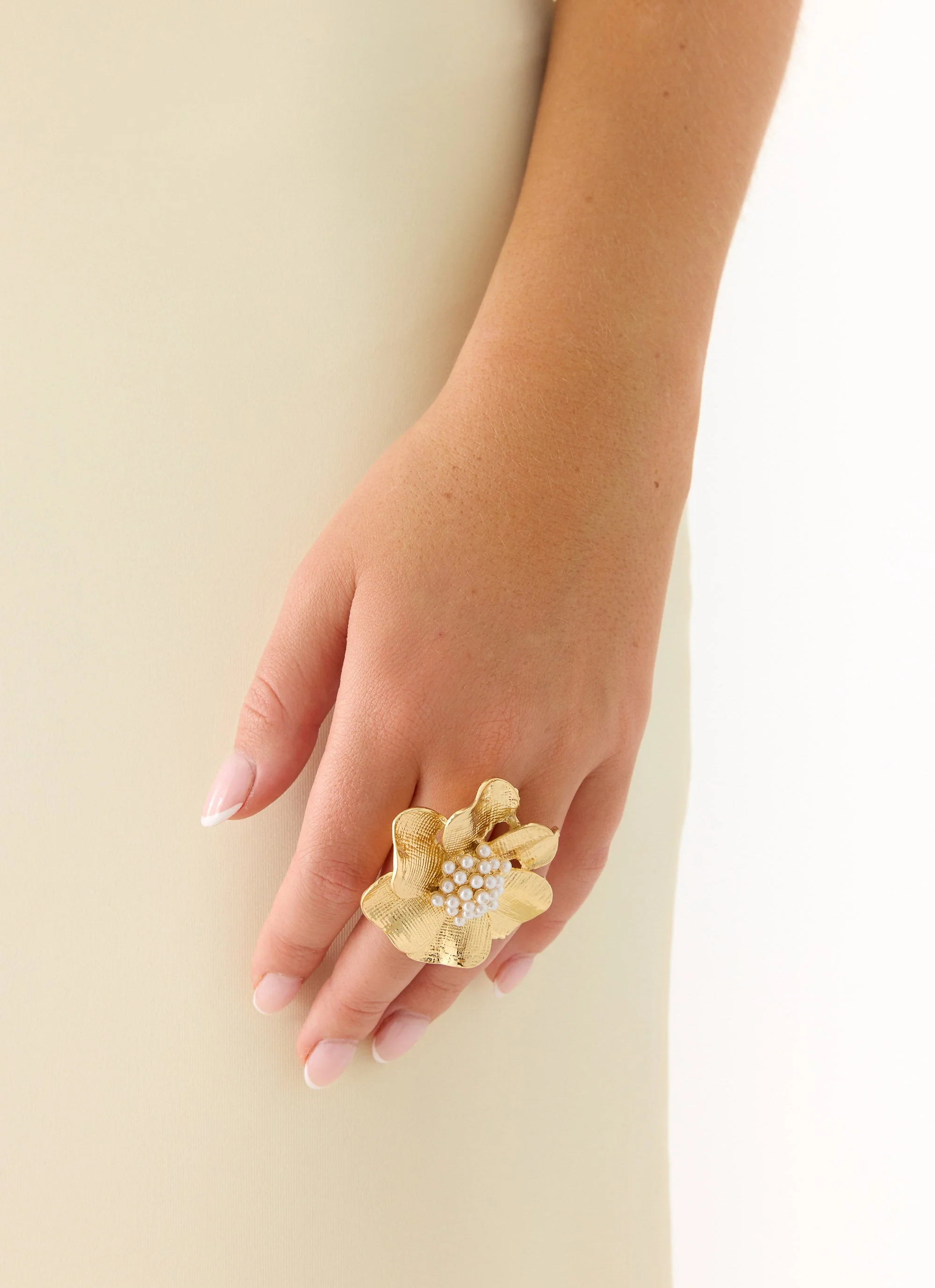 Camellia Pearl Ring - Gold - Image 3