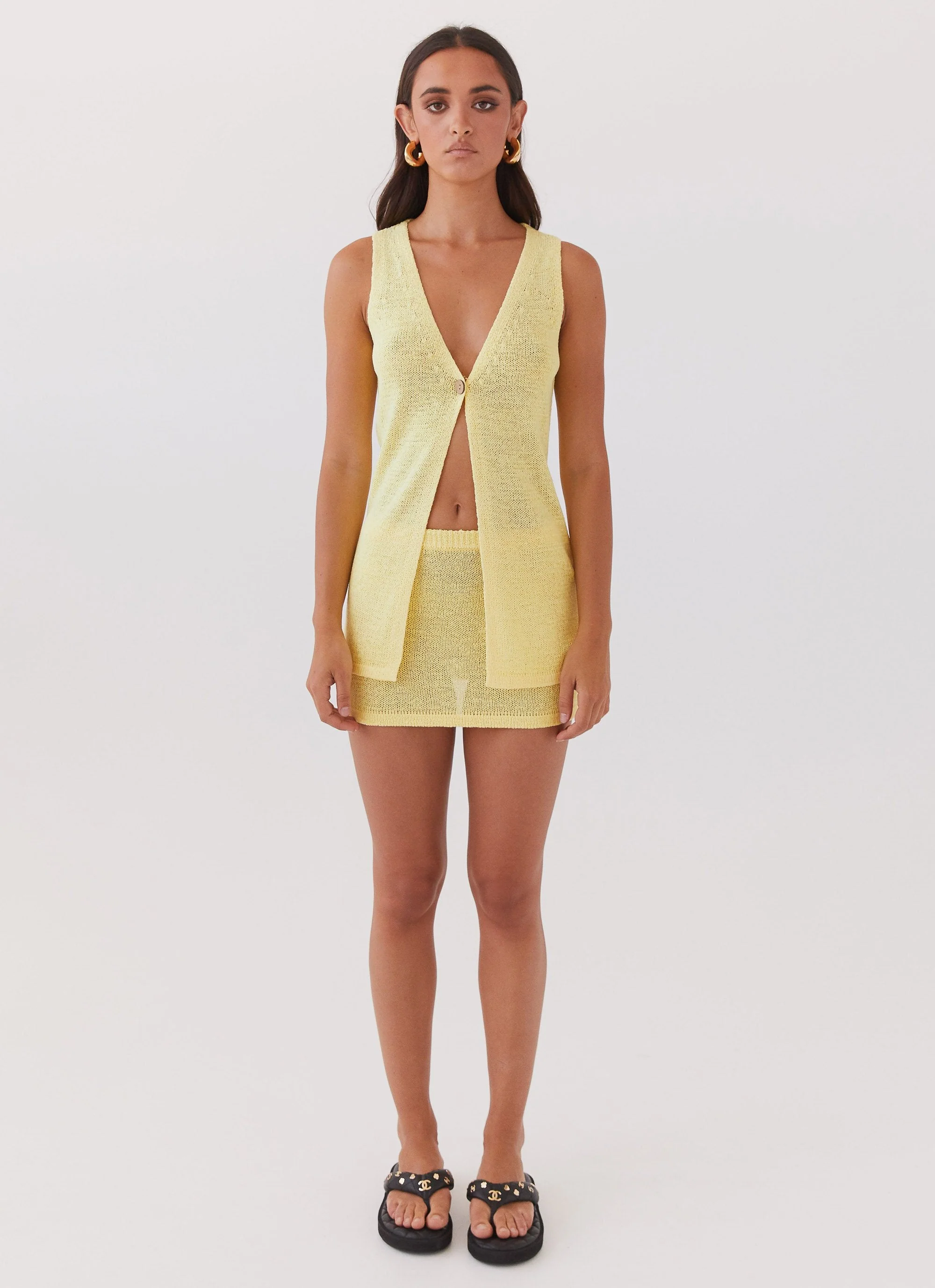 Capri Glow Knit Mini Skirt - Canary - Image 3