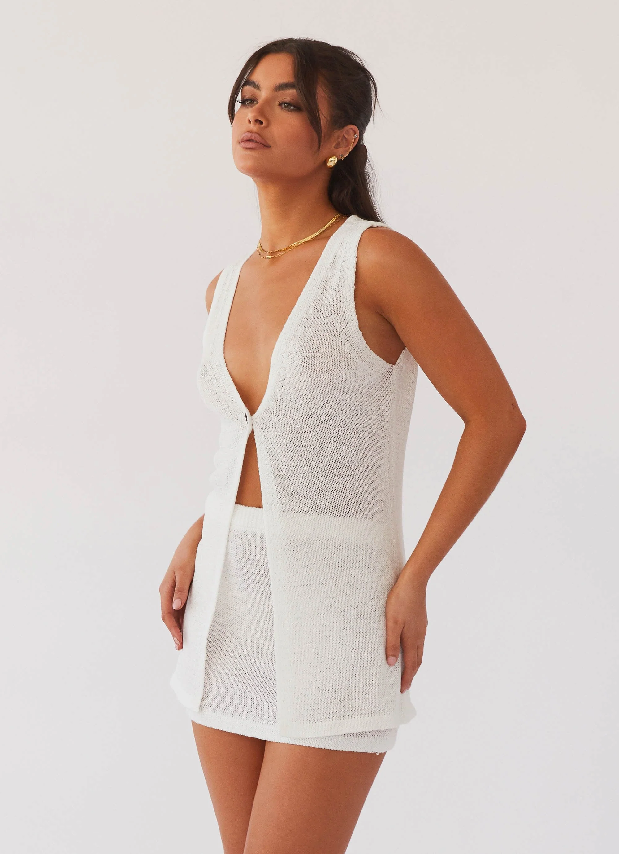 Capri Glow Knit Top - White - Image 3