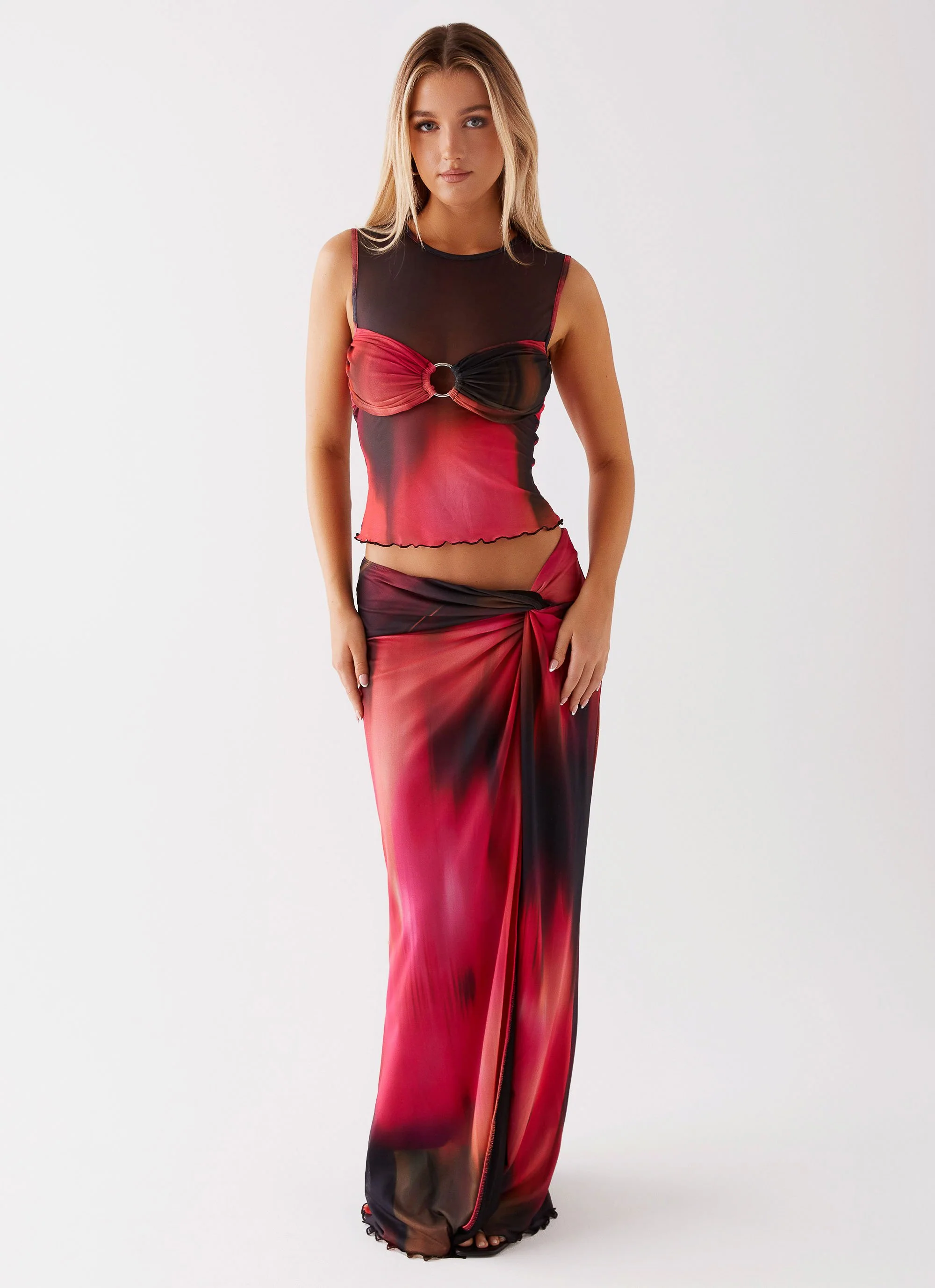 Caprise Maxi Skirt - Pink Print - Image 4