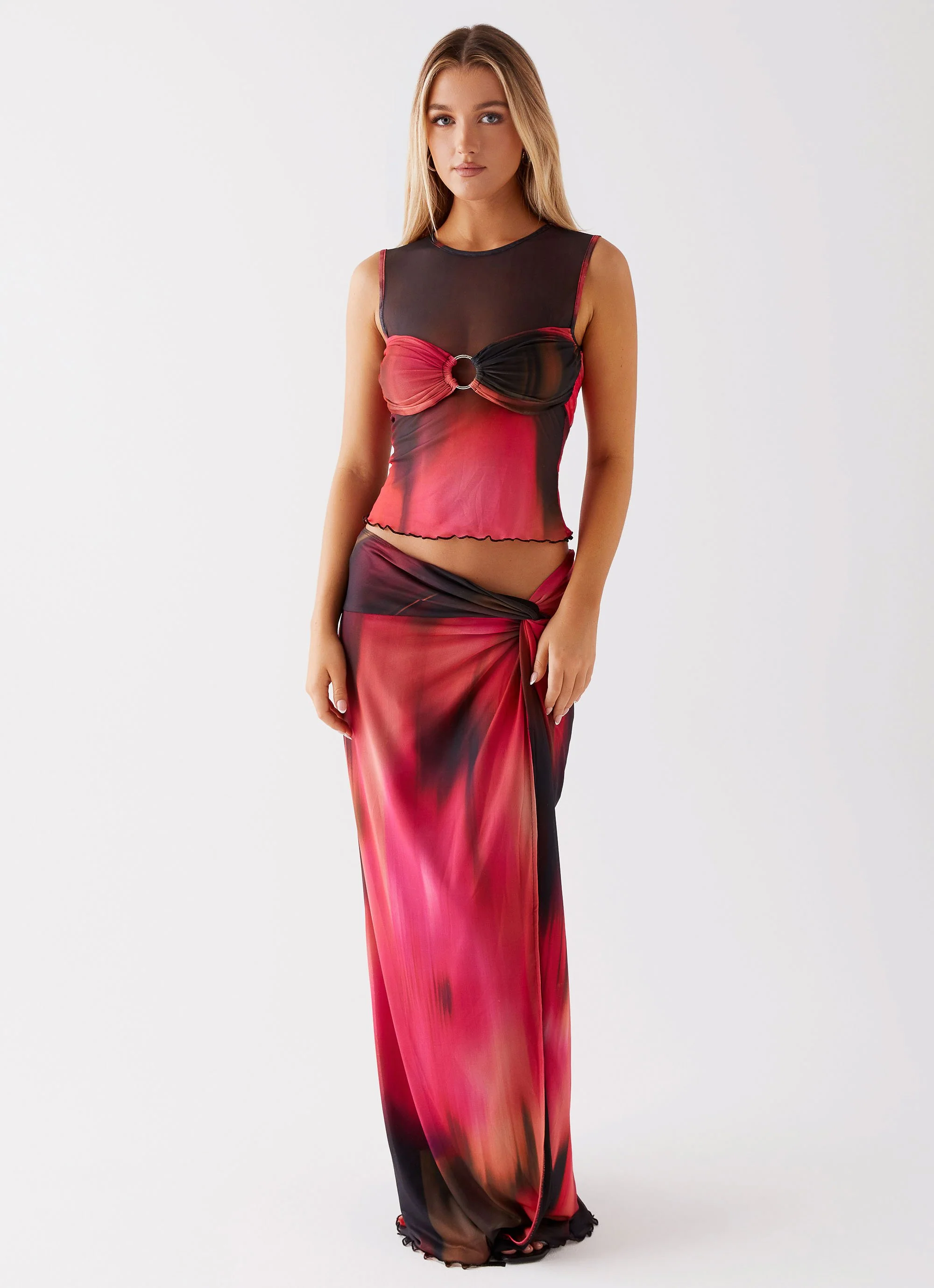 Caprise Maxi Skirt - Pink Print - Image 8