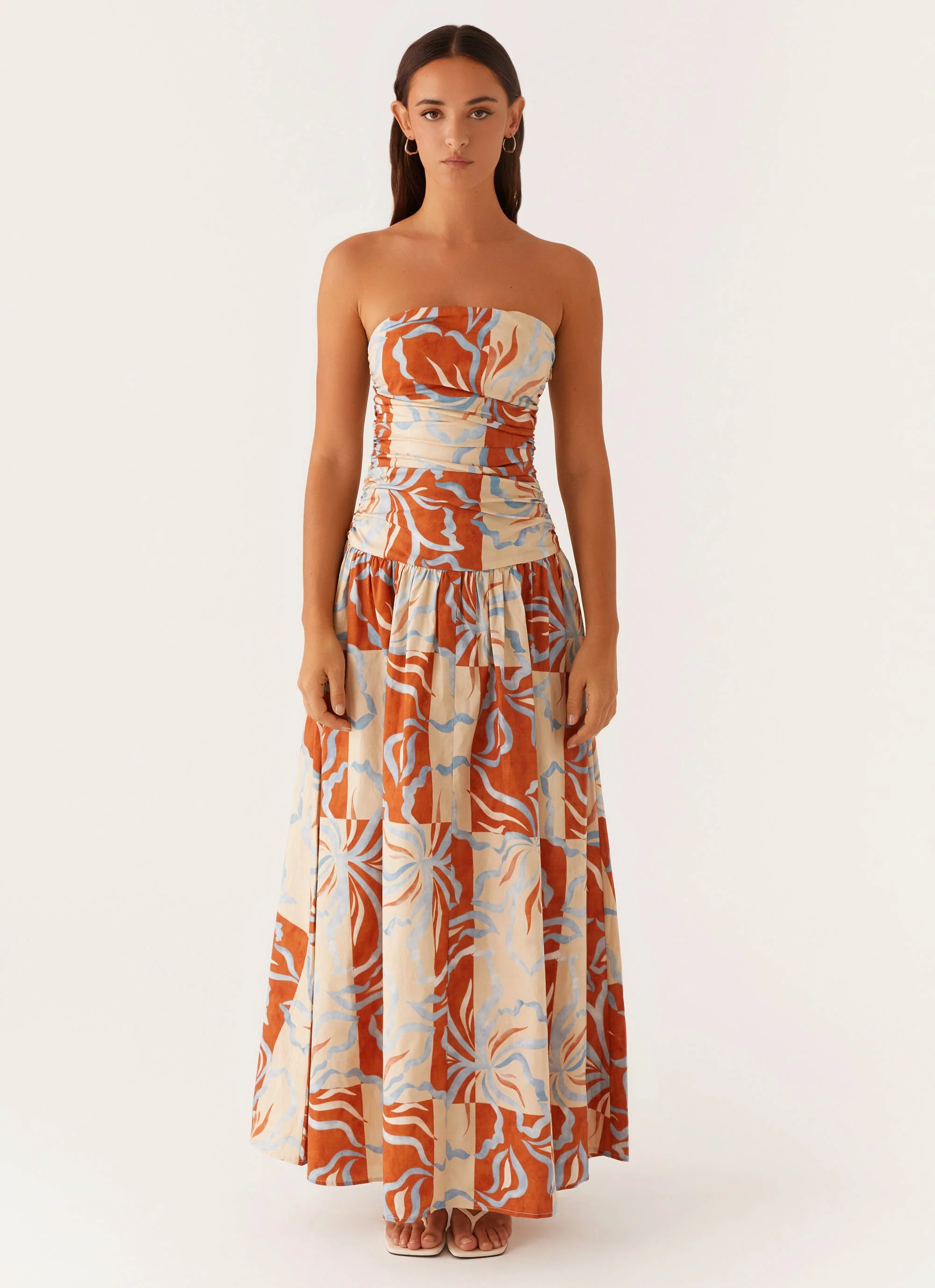 Carmel Maxi Dress - Orange Blue Floral - Image 3