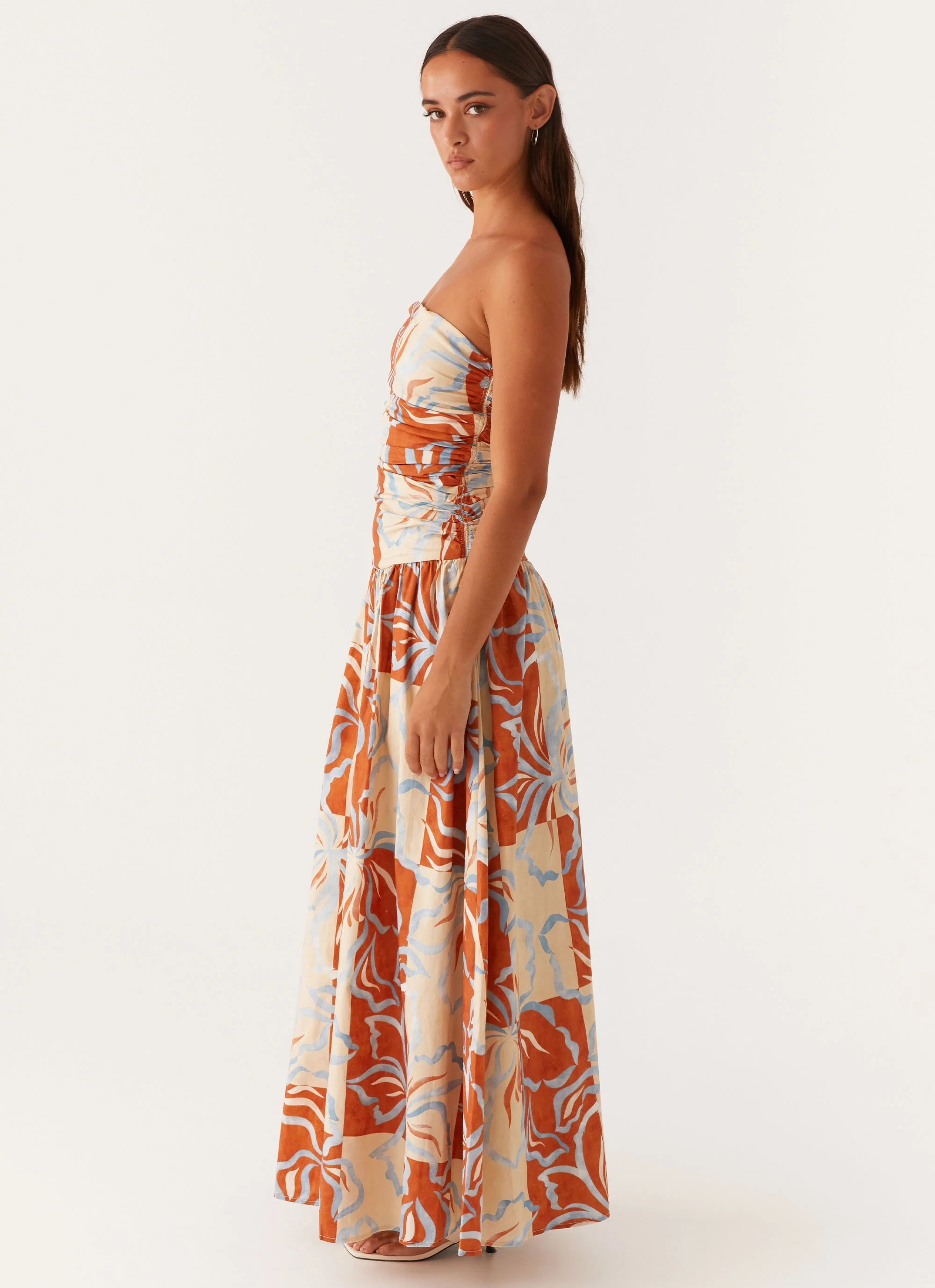 Carmel Maxi Dress - Orange Blue Floral - Image 4