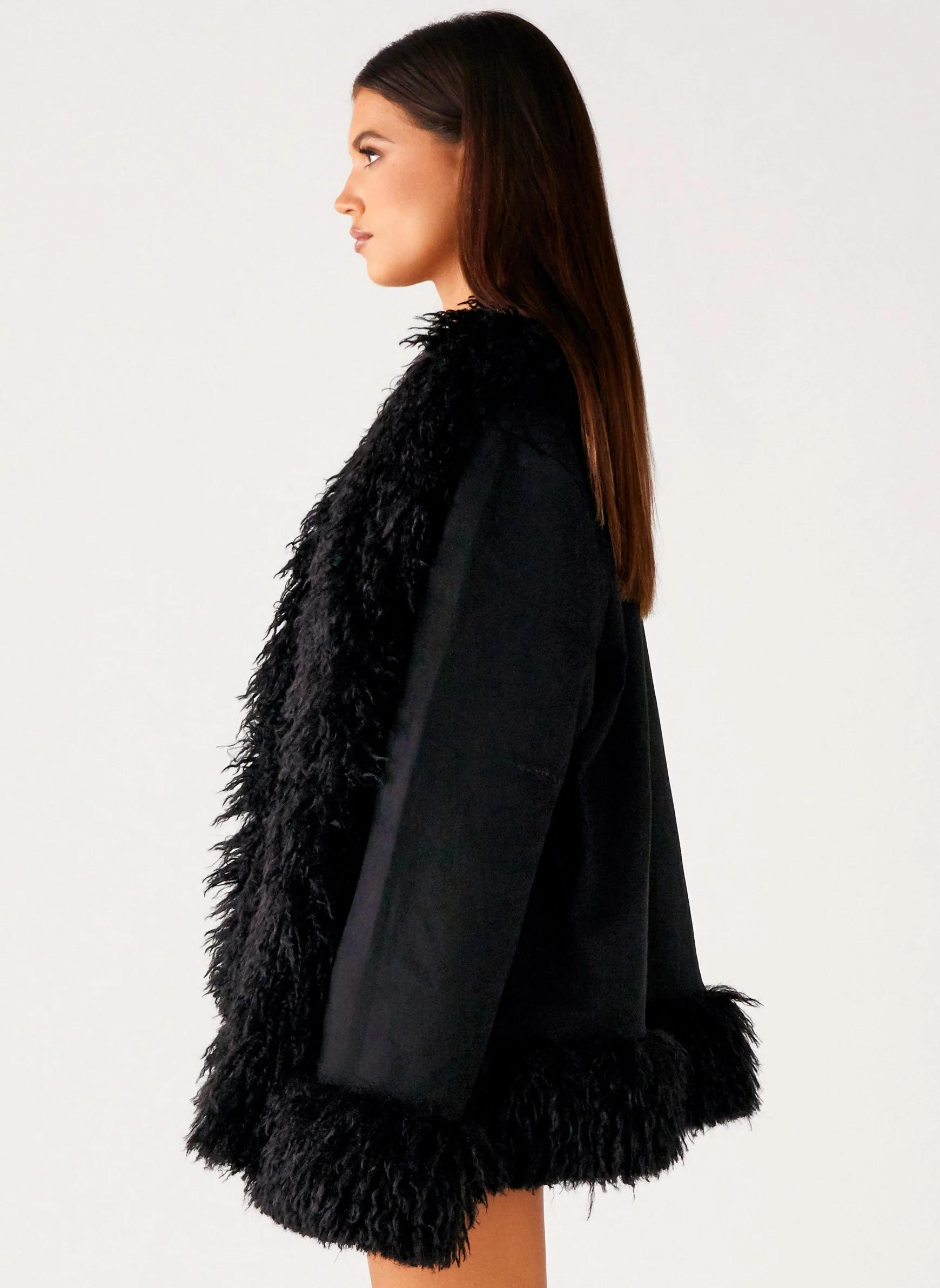 Carmelita Faux Fur Trim Jacket - Black - Image 3