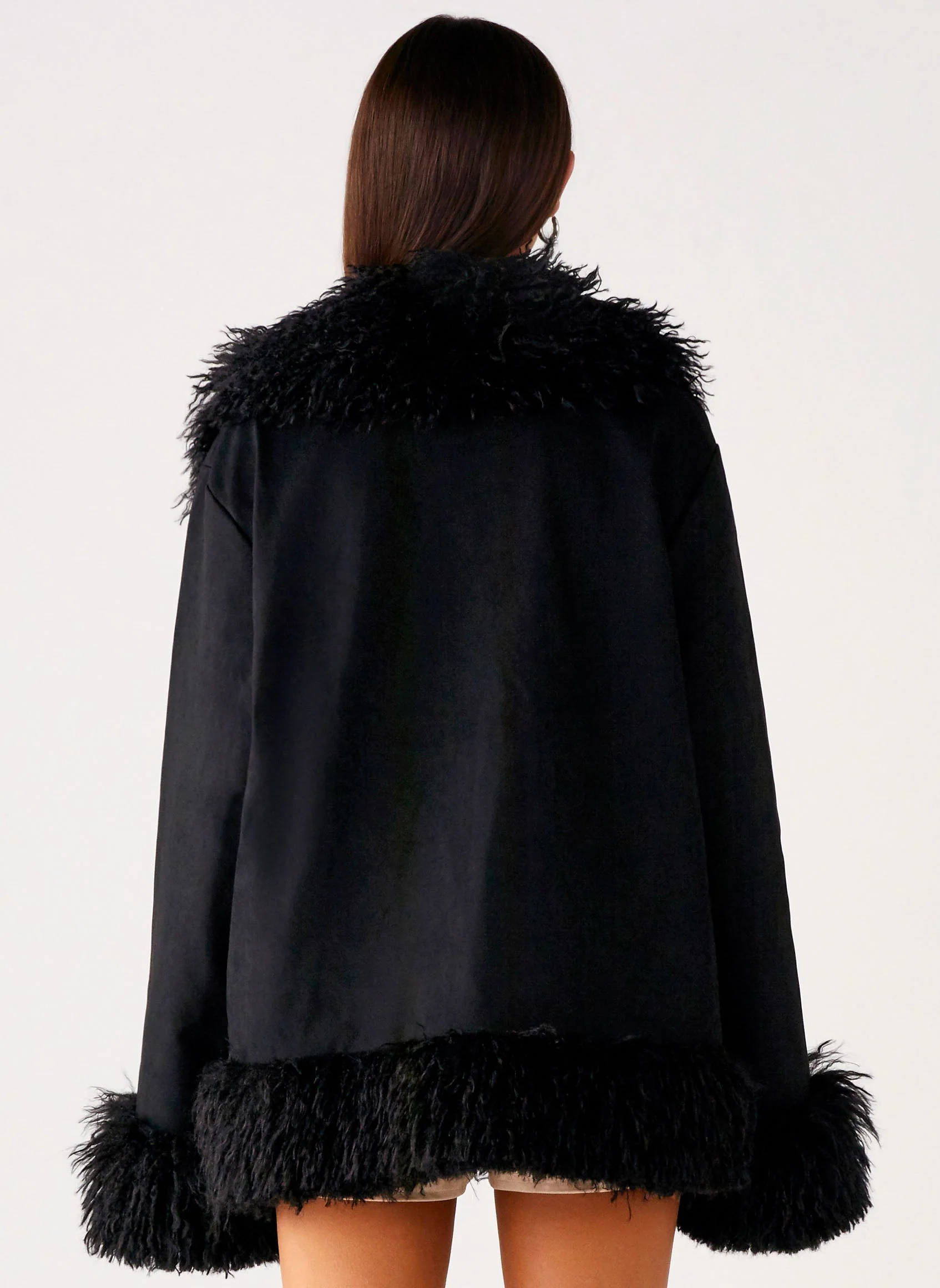 Carmelita Faux Fur Trim Jacket - Black - Image 4