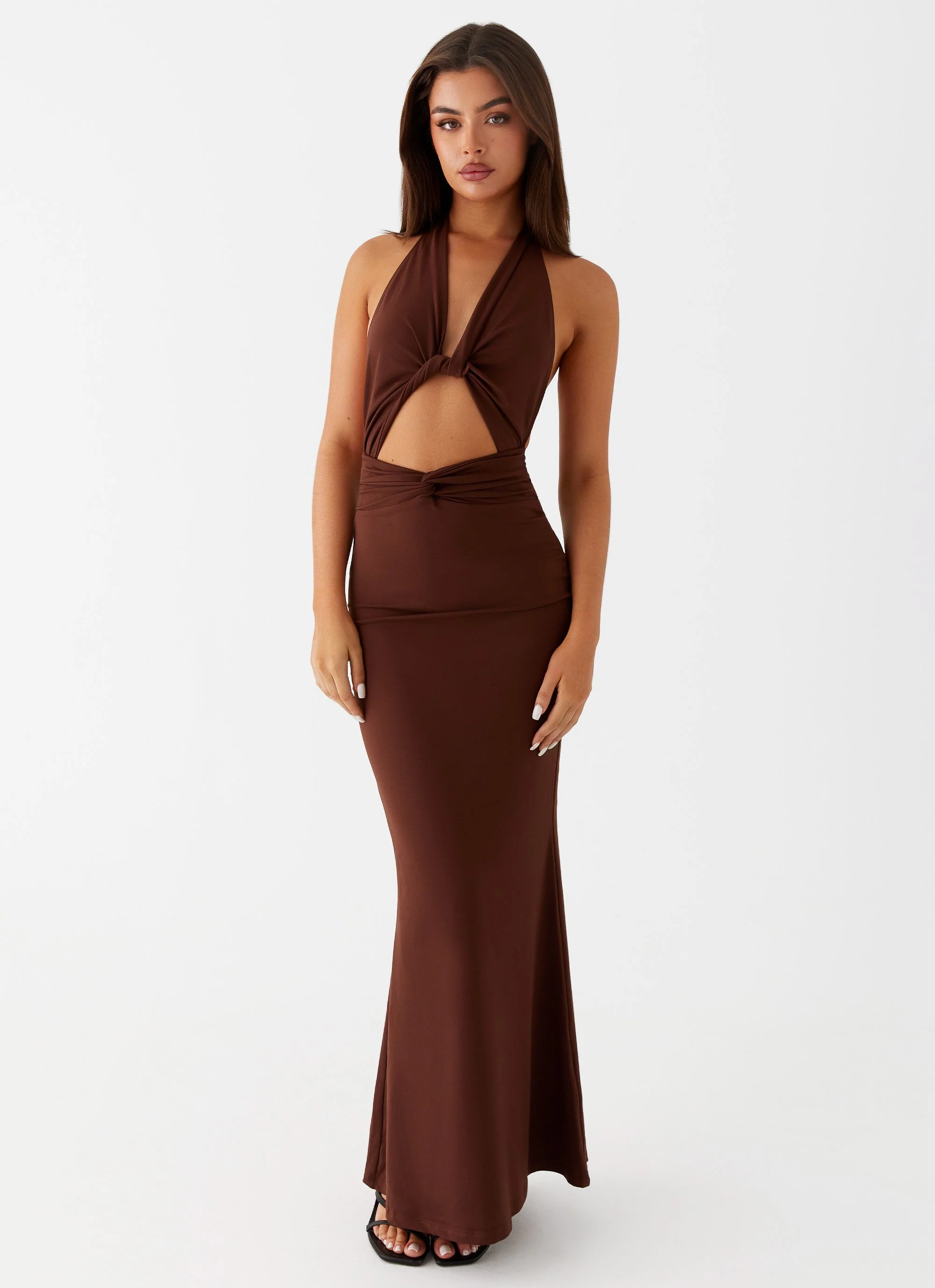 Carolina Twist Maxi Dress - Chocolate - Image 2