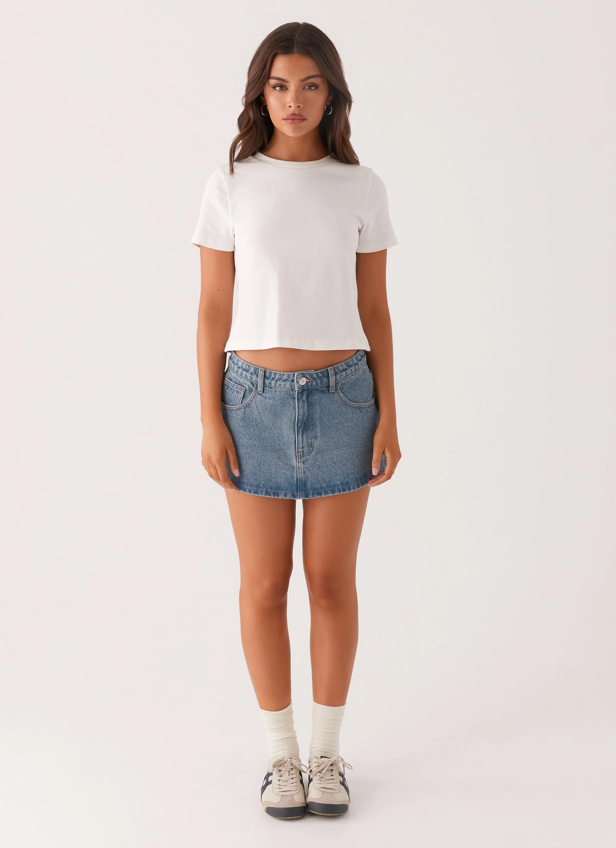 Carrie Denim Mini Skirt - Washed Indigo - Image 2