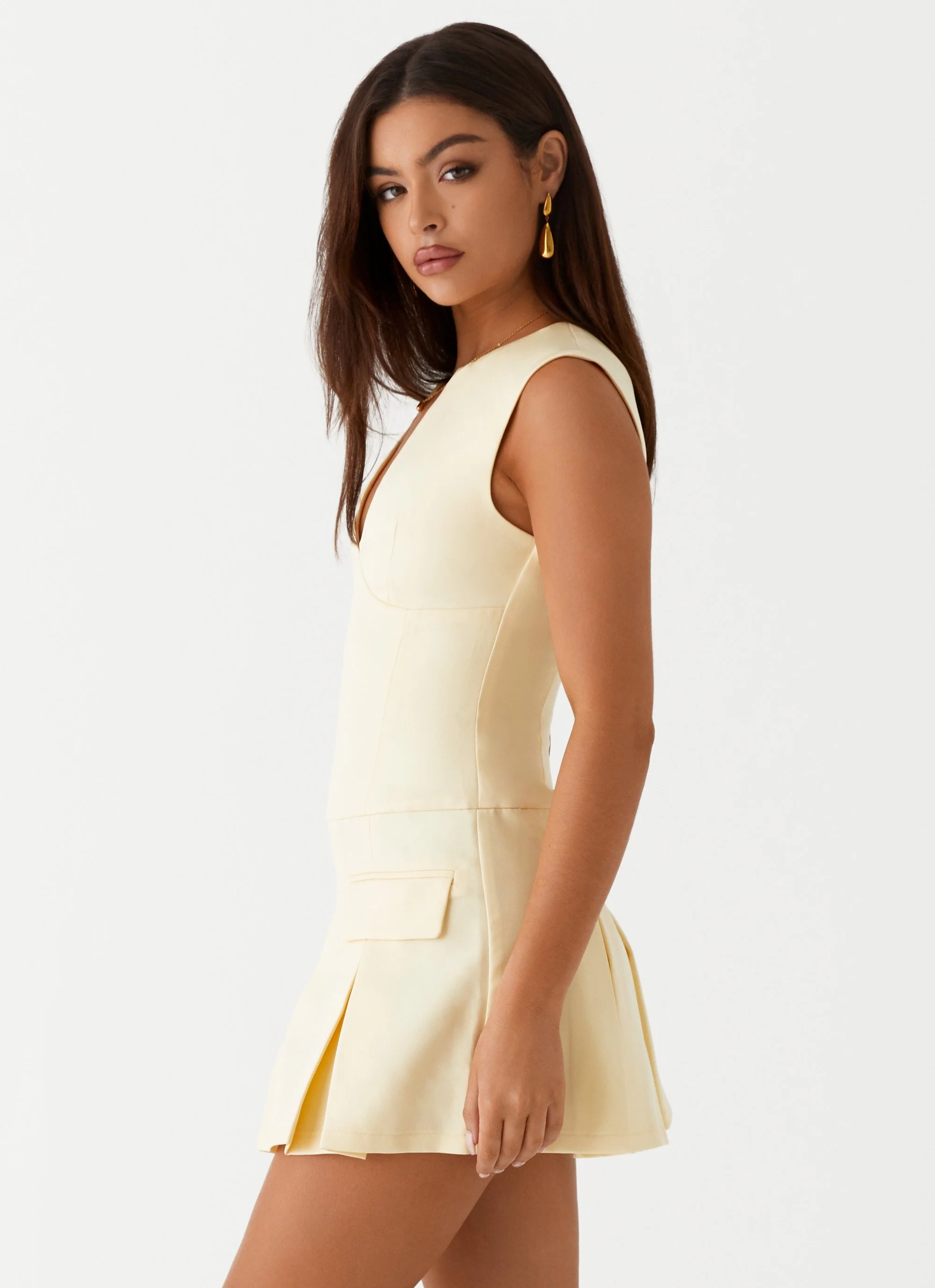 Cassia Mini Dress - Yellow - Image 3