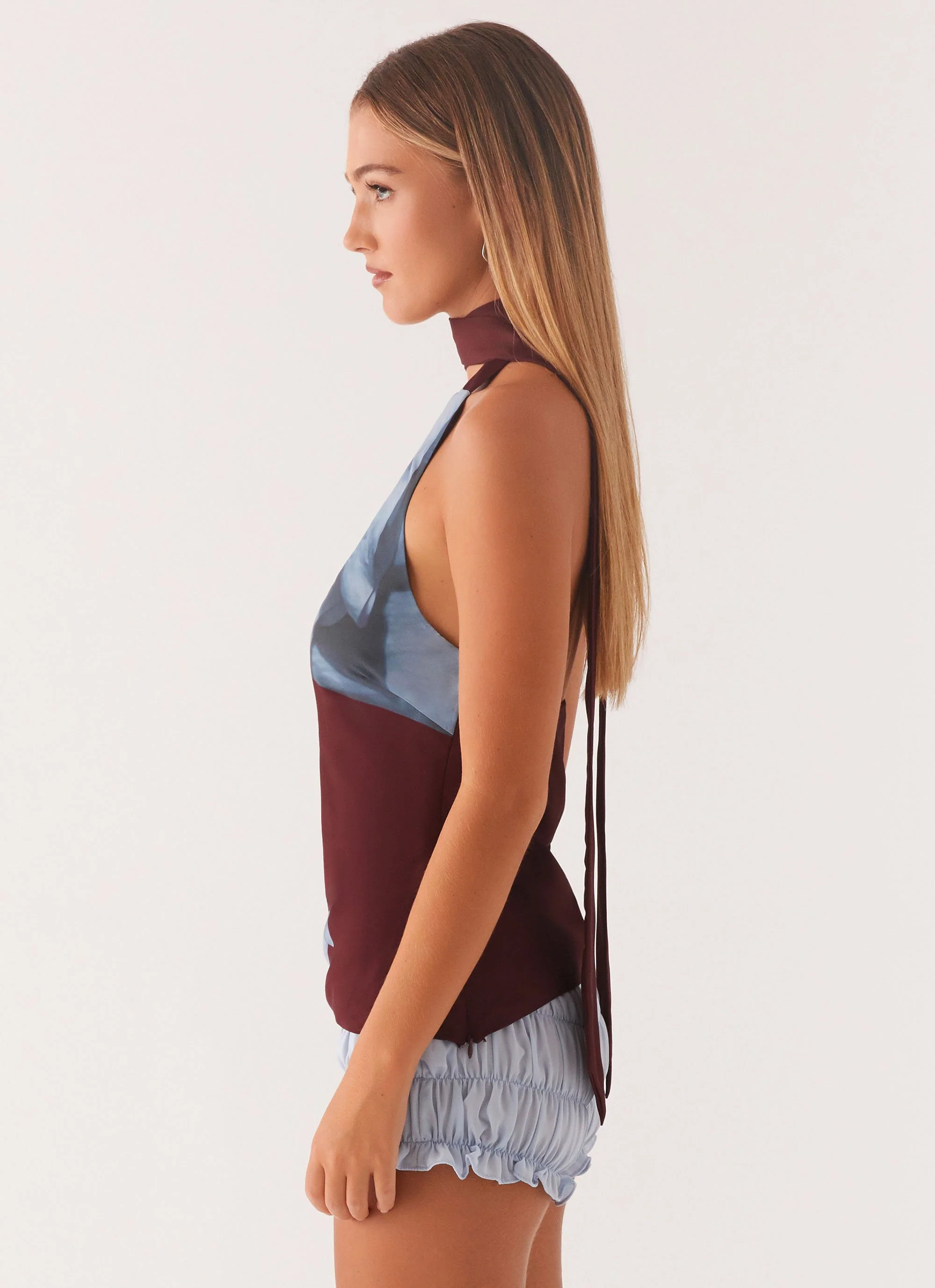 Catarina Halter Top - Maroon Print - Image 3