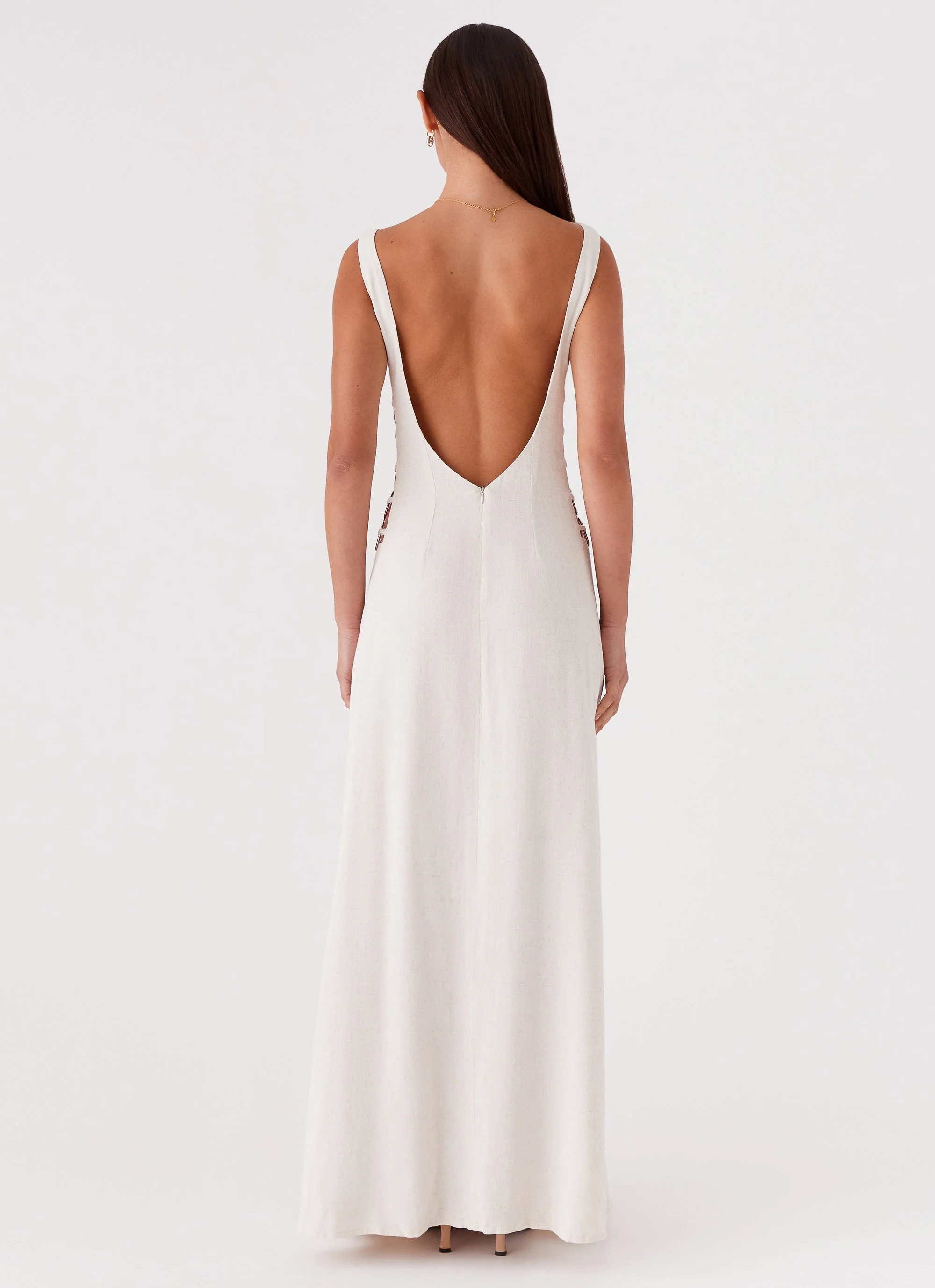 Catherine Linen Maxi Dress - Oatmeal - Image 4