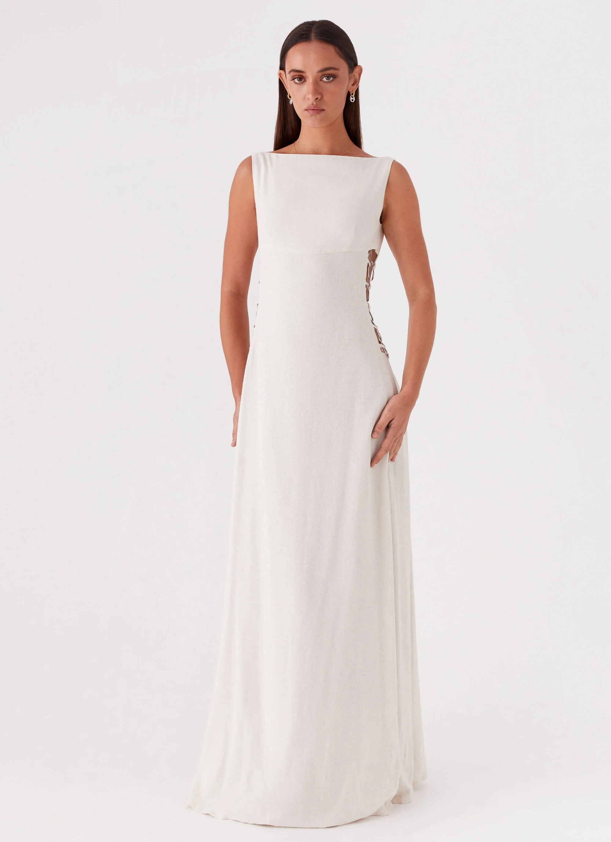Catherine Linen Maxi Dress - Oatmeal - Image 5