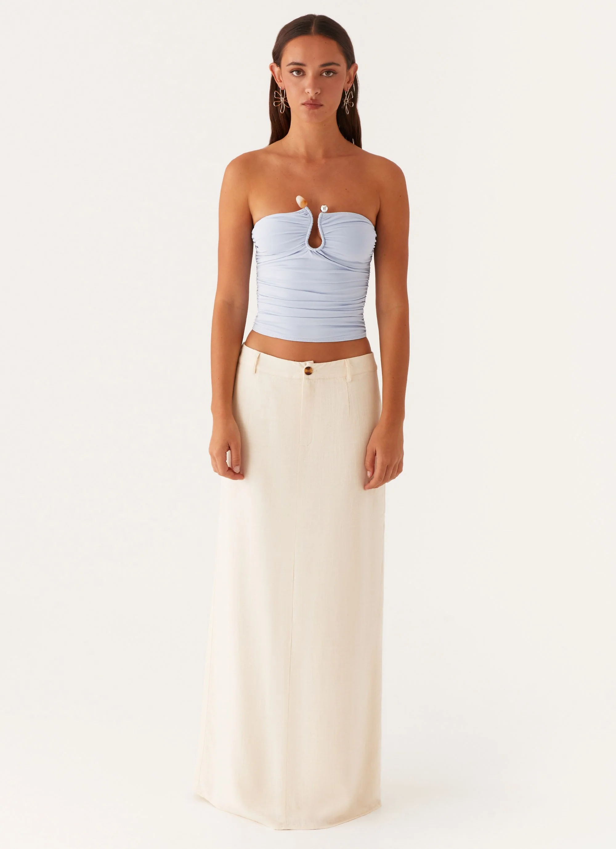 Celeste Linen Maxi Skirt - Ivory - Image 2