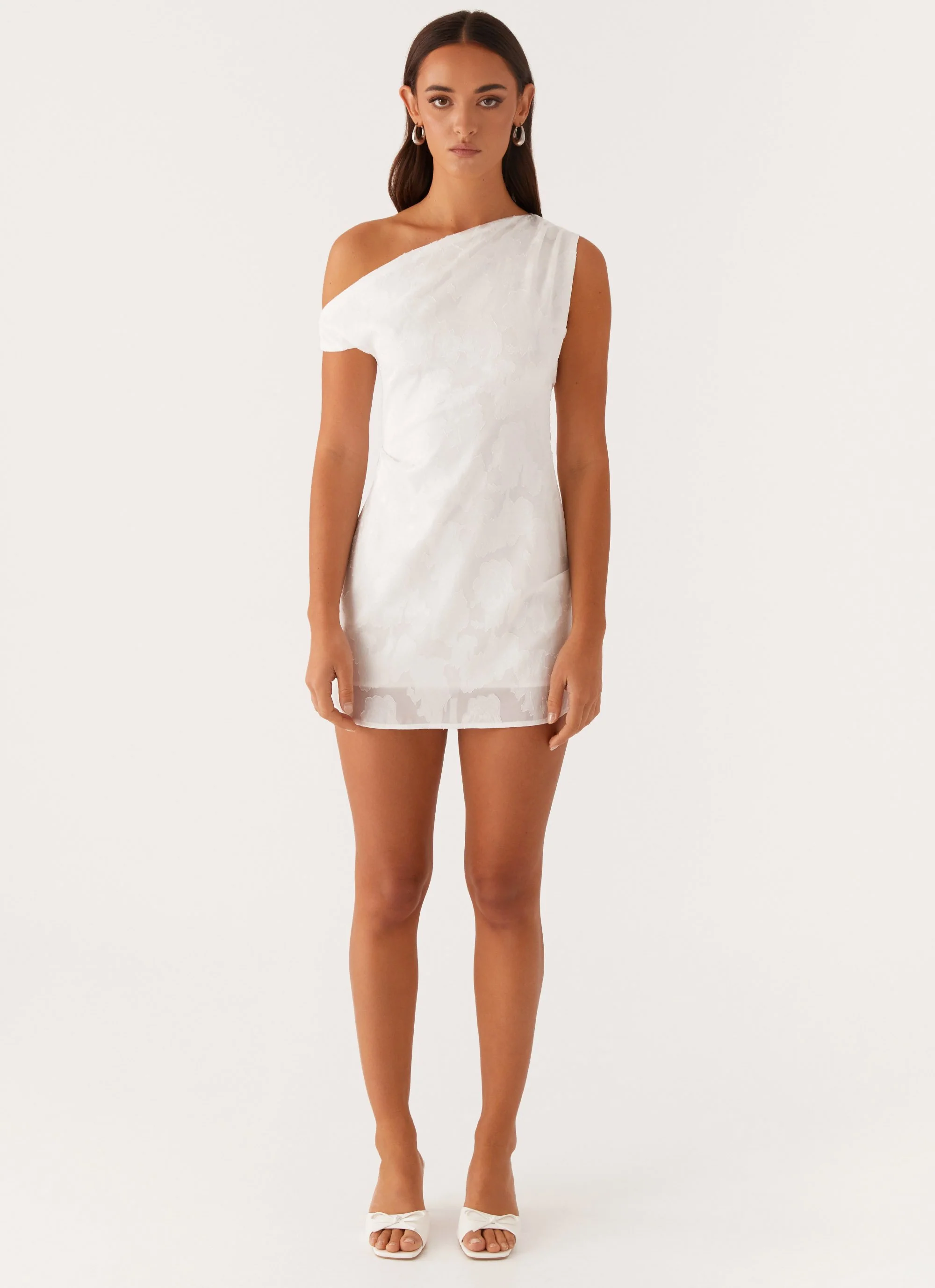 Channing One Shoulder Mini Dress - White - Image 2