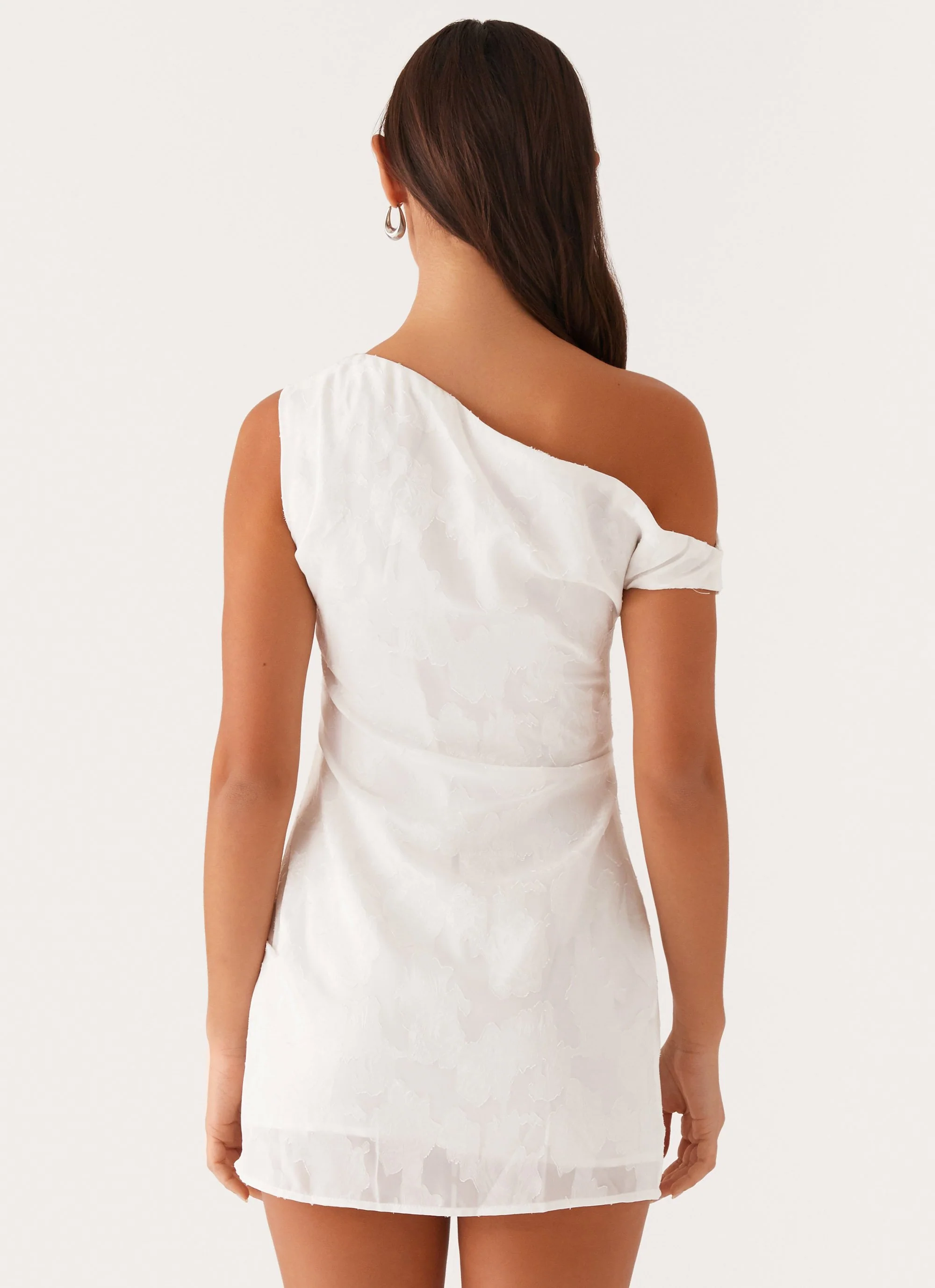 Channing One Shoulder Mini Dress - White - Image 4