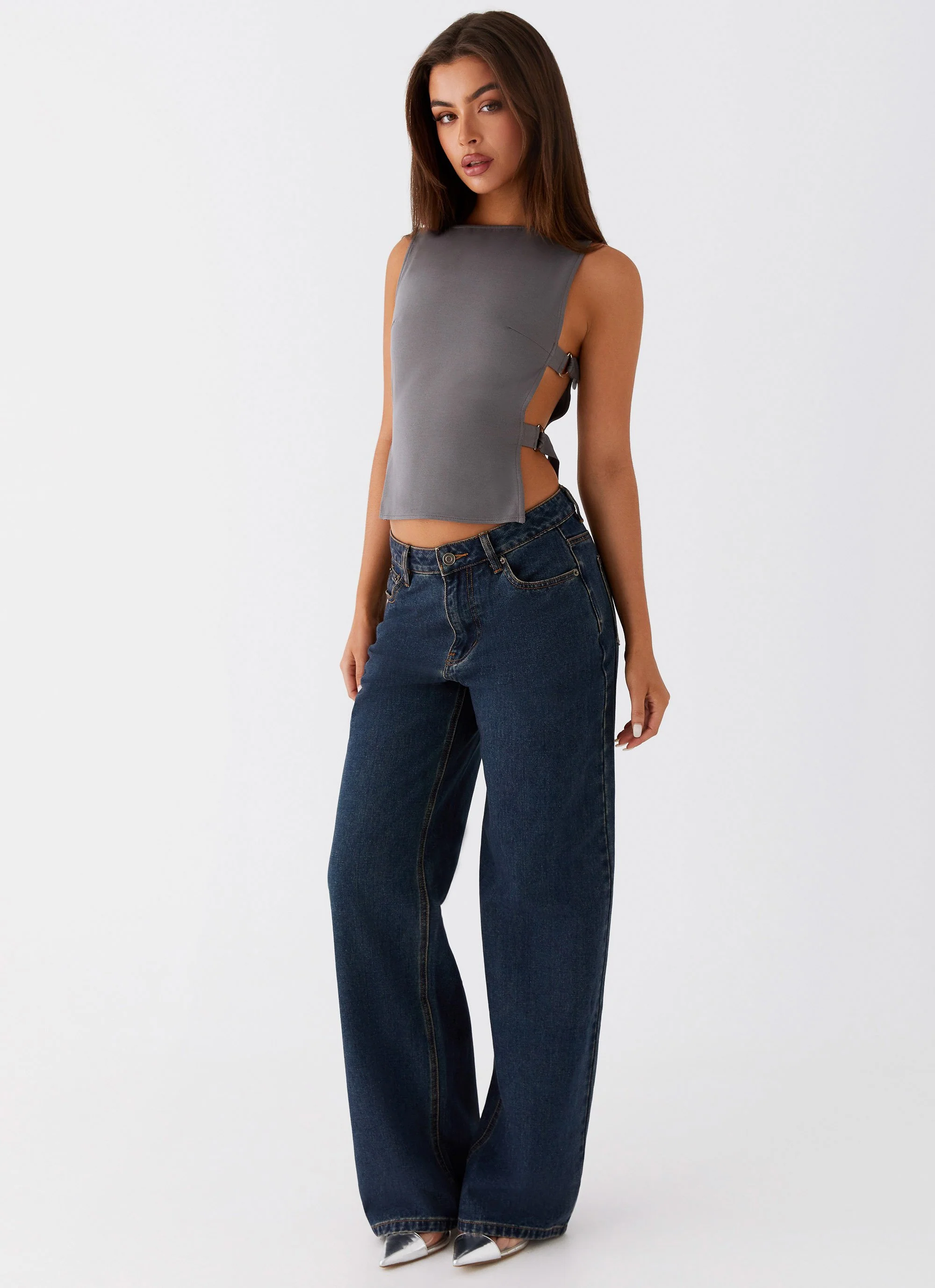 Cherish You Buckle Top - Charcoal - Image 2