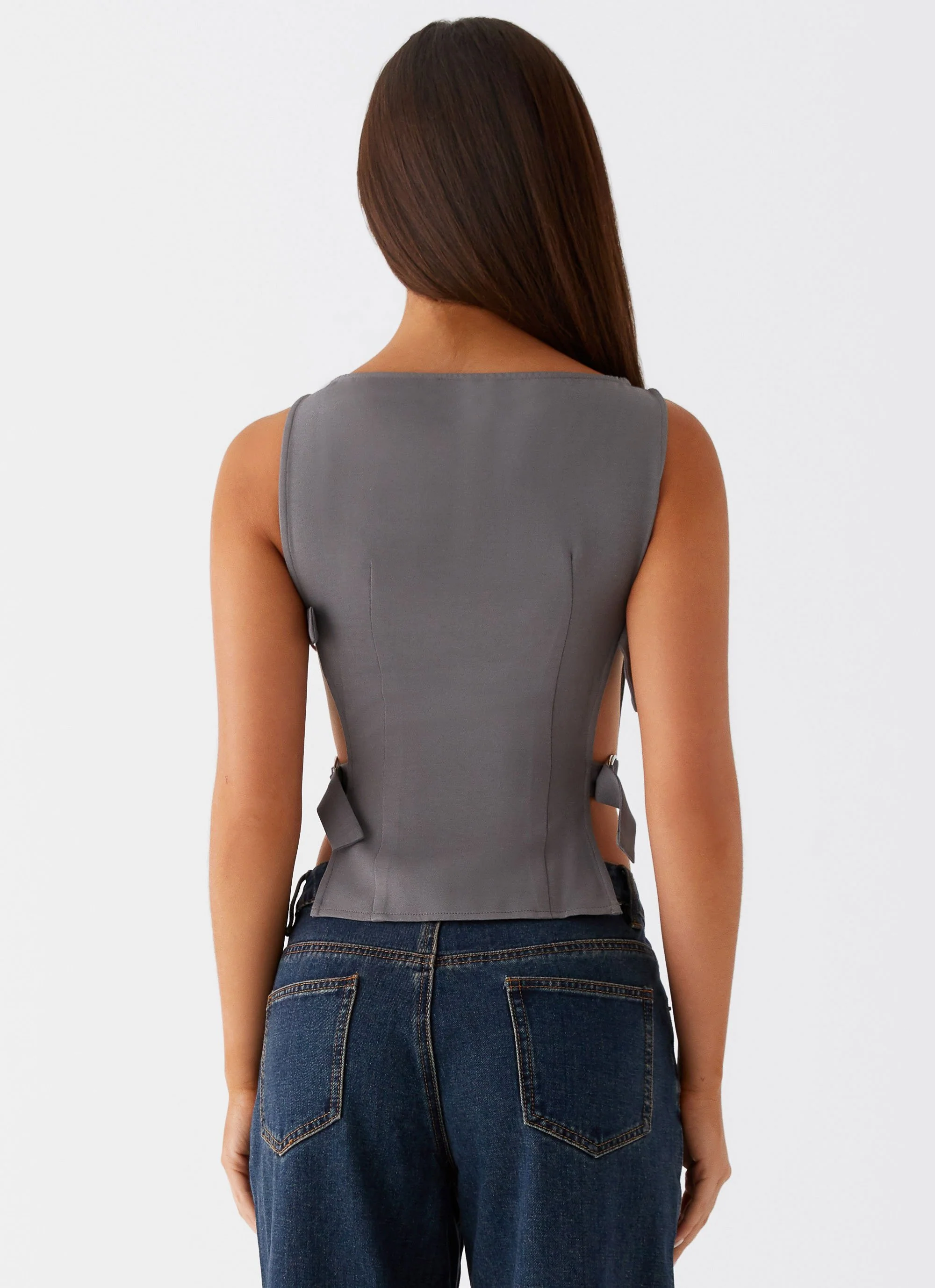 Cherish You Buckle Top - Charcoal - Image 4