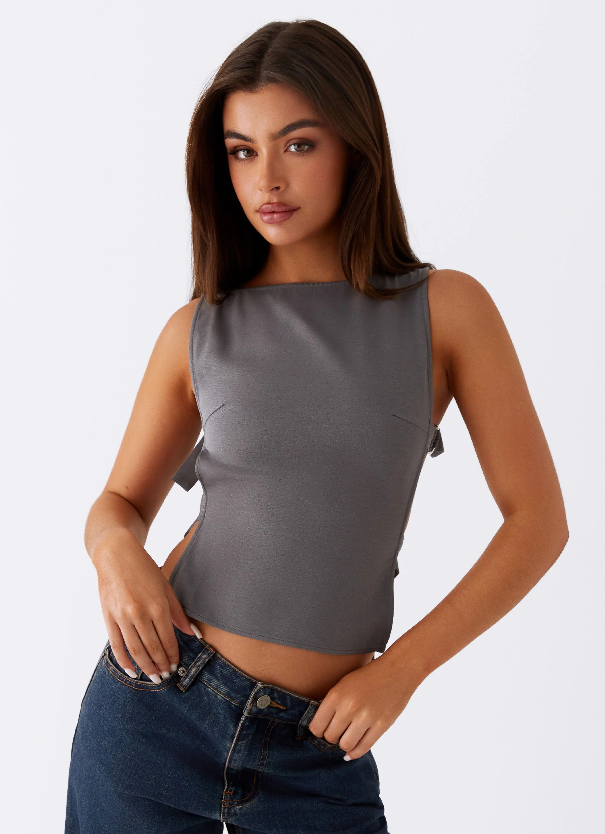 Cherish You Buckle Top - Charcoal - Image 5