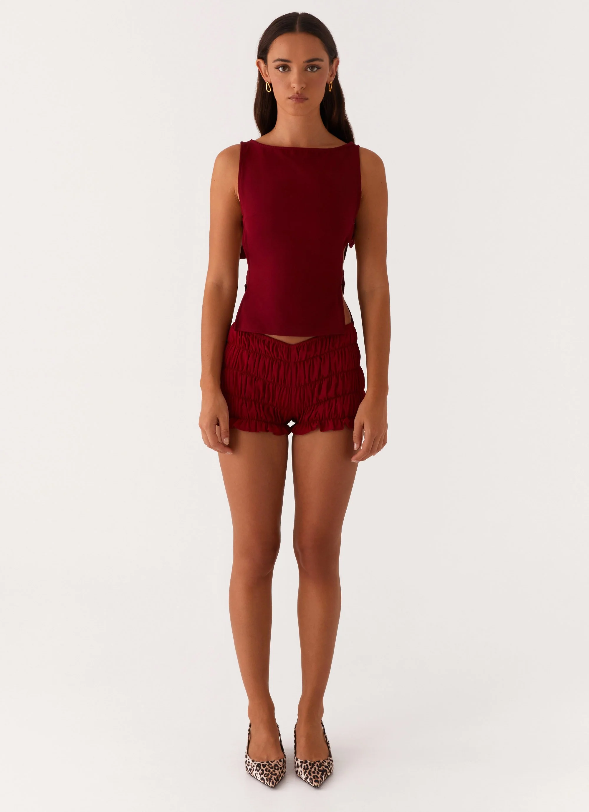 Cherish You Buckle Top - Maroon - Image 2