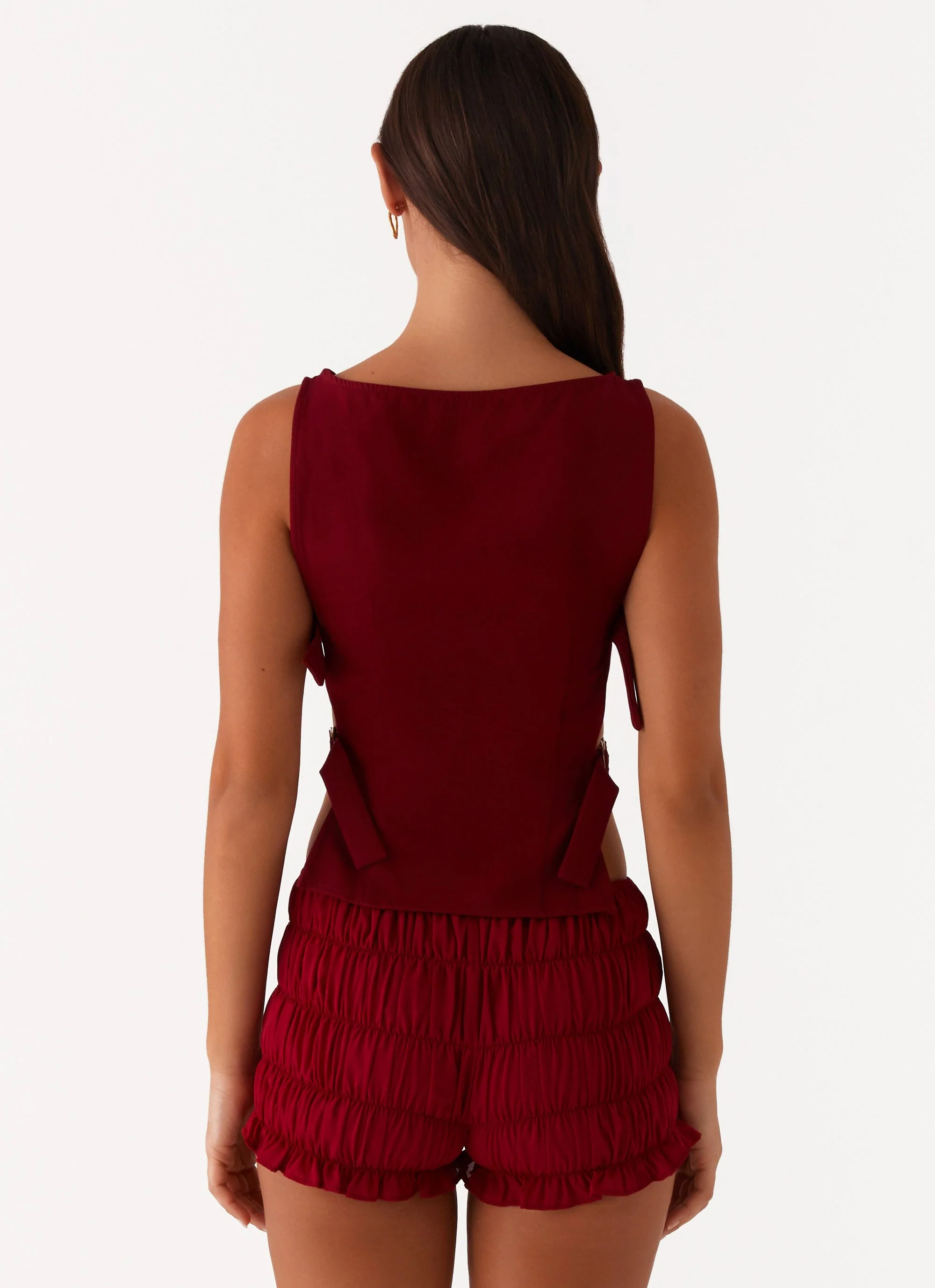 Cherish You Buckle Top - Maroon - Image 4