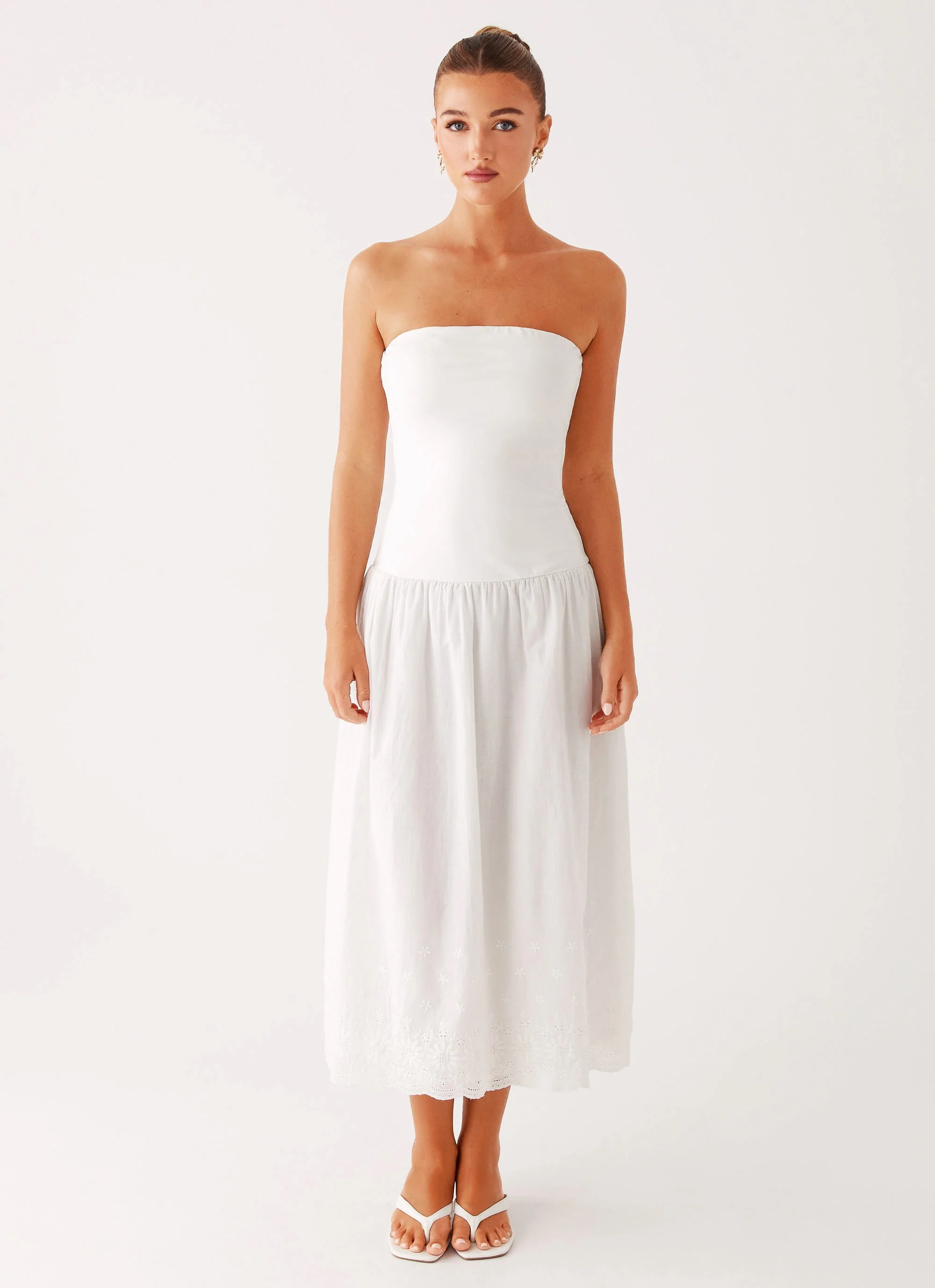 Cherry Skies Midi Dress - White - Image 2