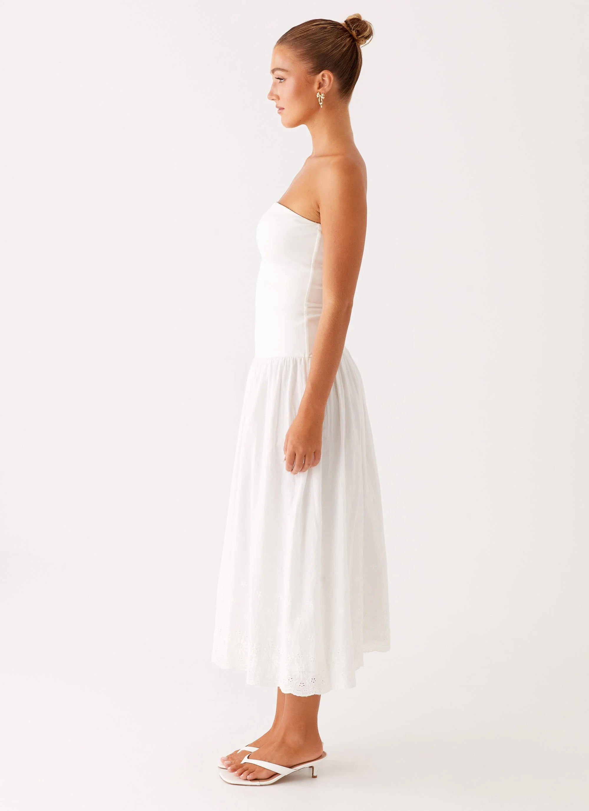 Cherry Skies Midi Dress - White - Image 3