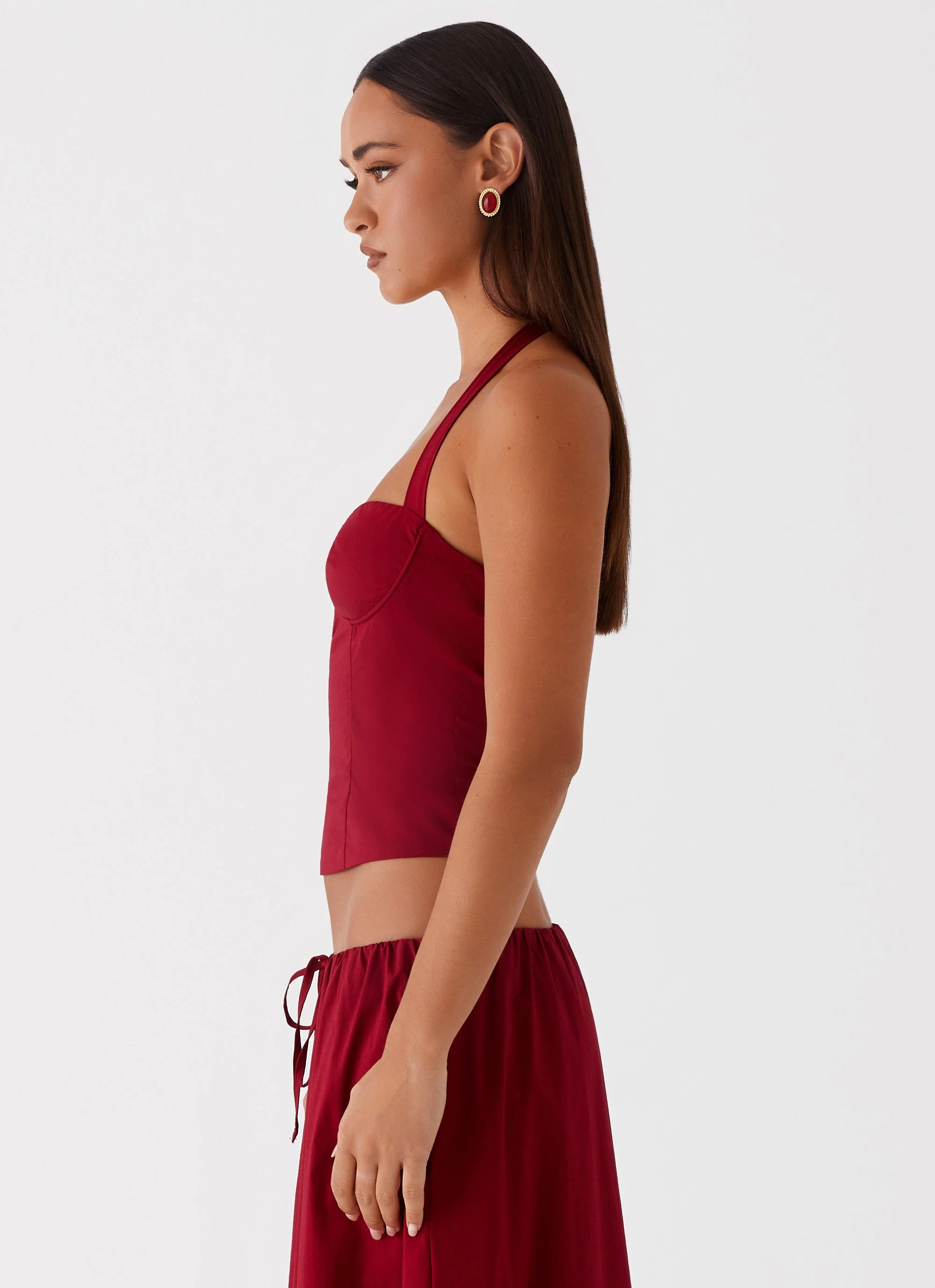 Cheryl Bustier Halter Top - Cherry Red - Image 4