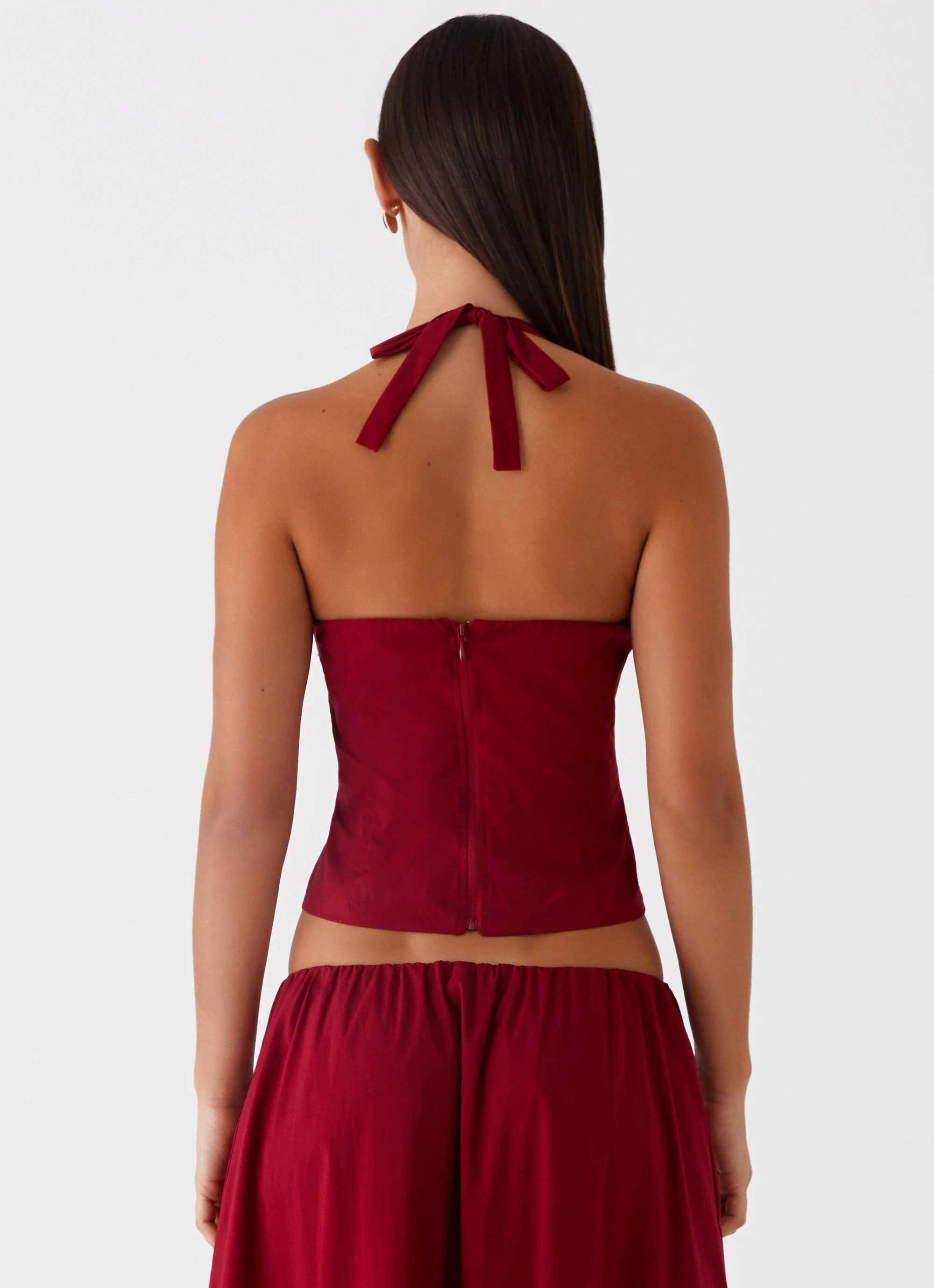 Cheryl Bustier Halter Top - Cherry Red - Image 5