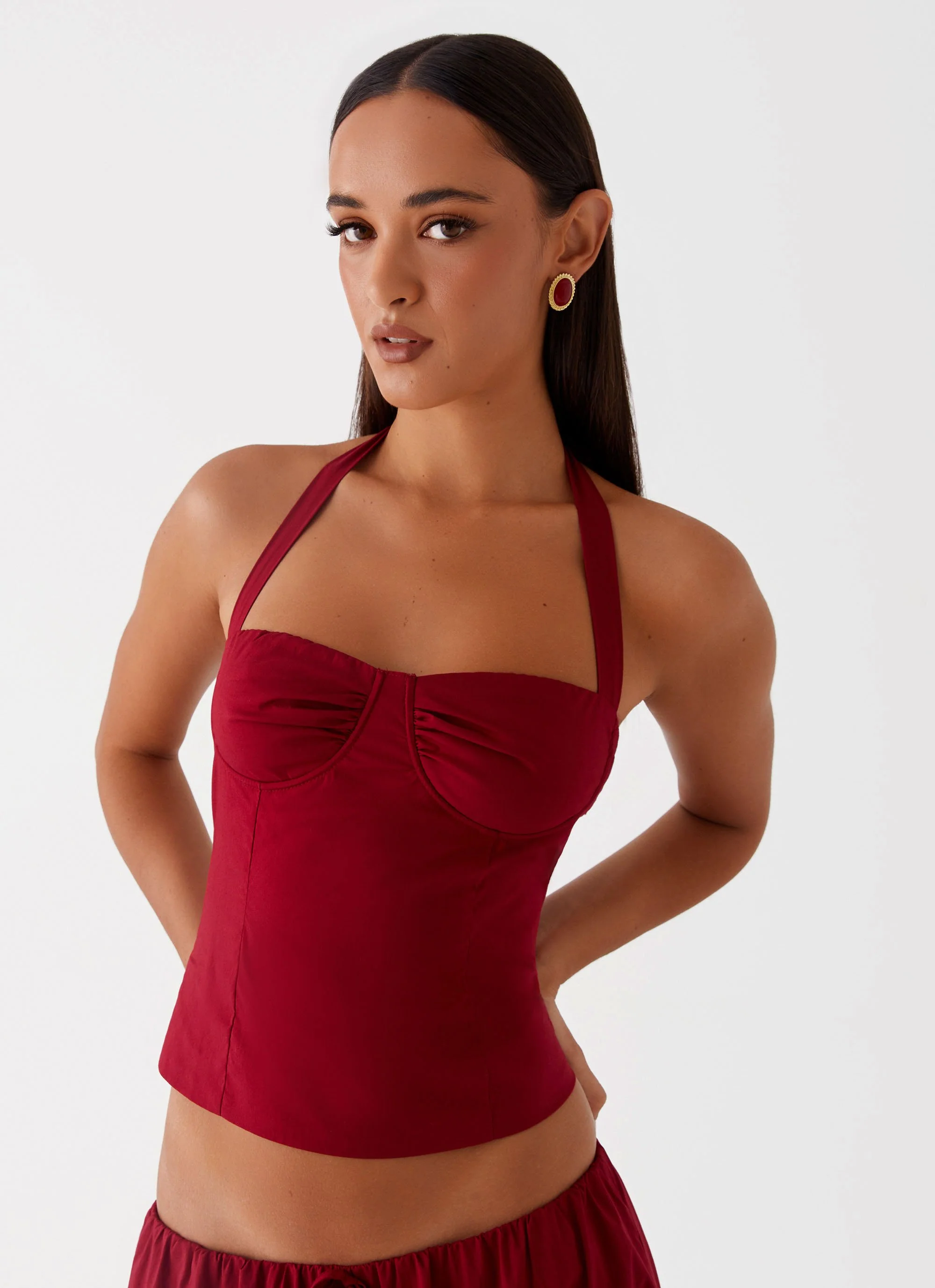 Cheryl Bustier Halter Top - Cherry Red - Image 6