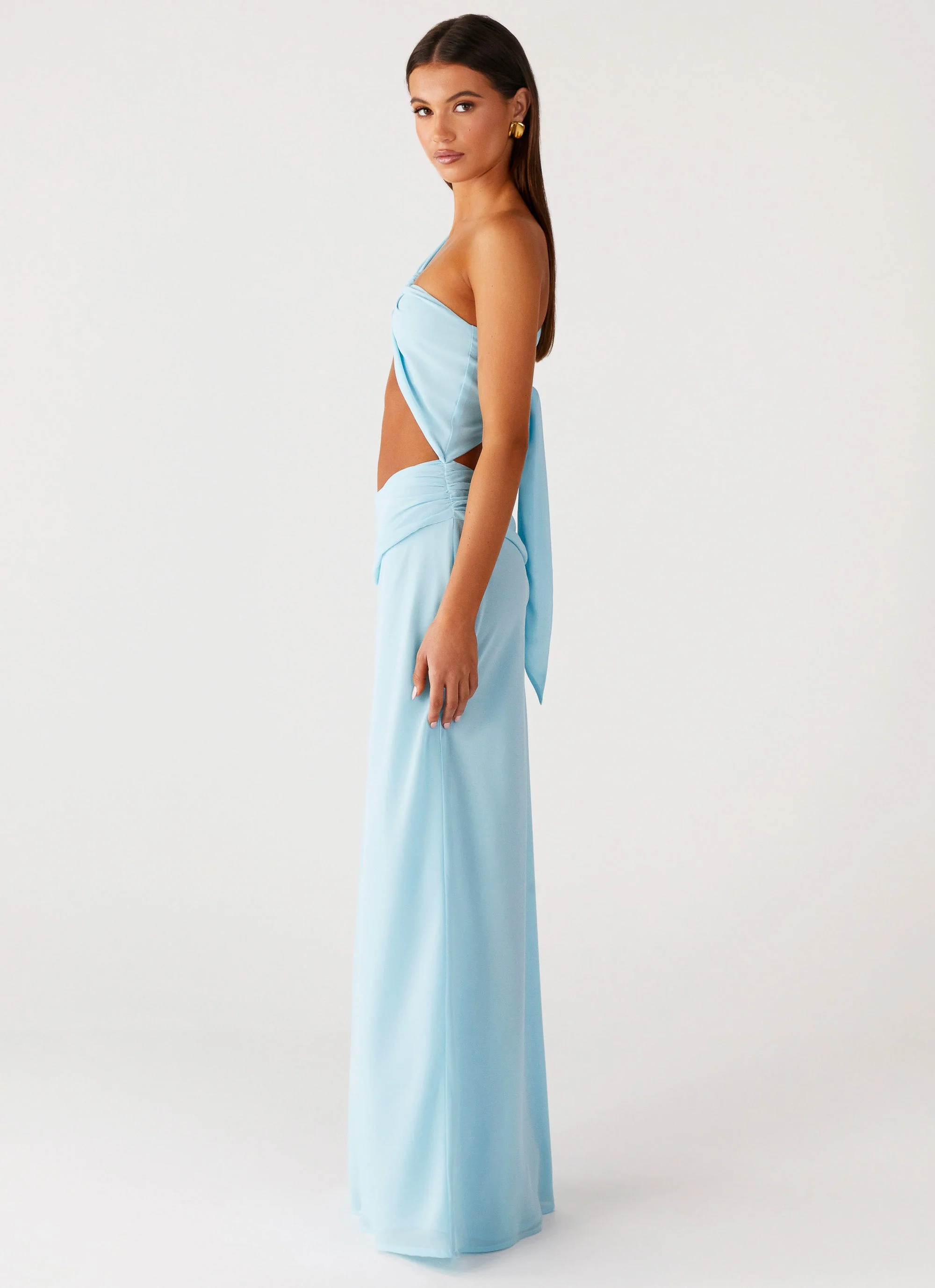 Cindelle One Shoulder Maxi Dress - Turquoise - Image 3