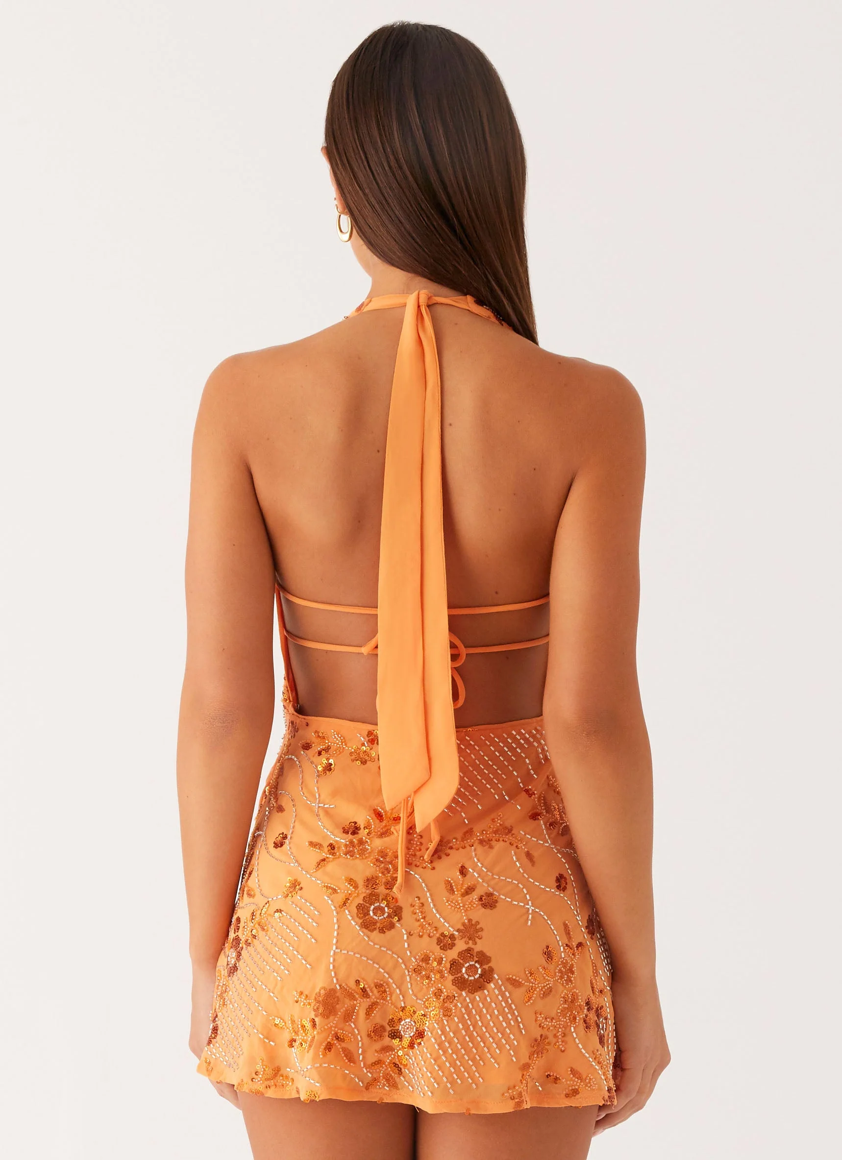 Cinzia Beaded Mini Dress - Orange - Image 3