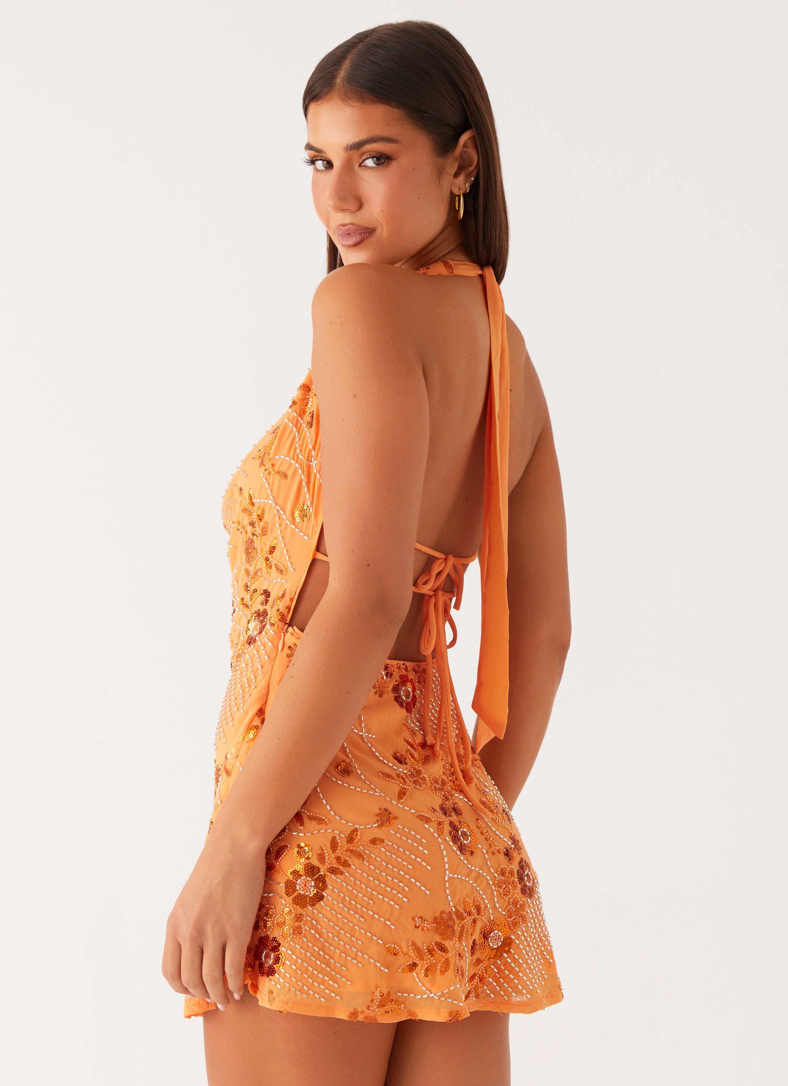 Cinzia Beaded Mini Dress - Orange - Image 6
