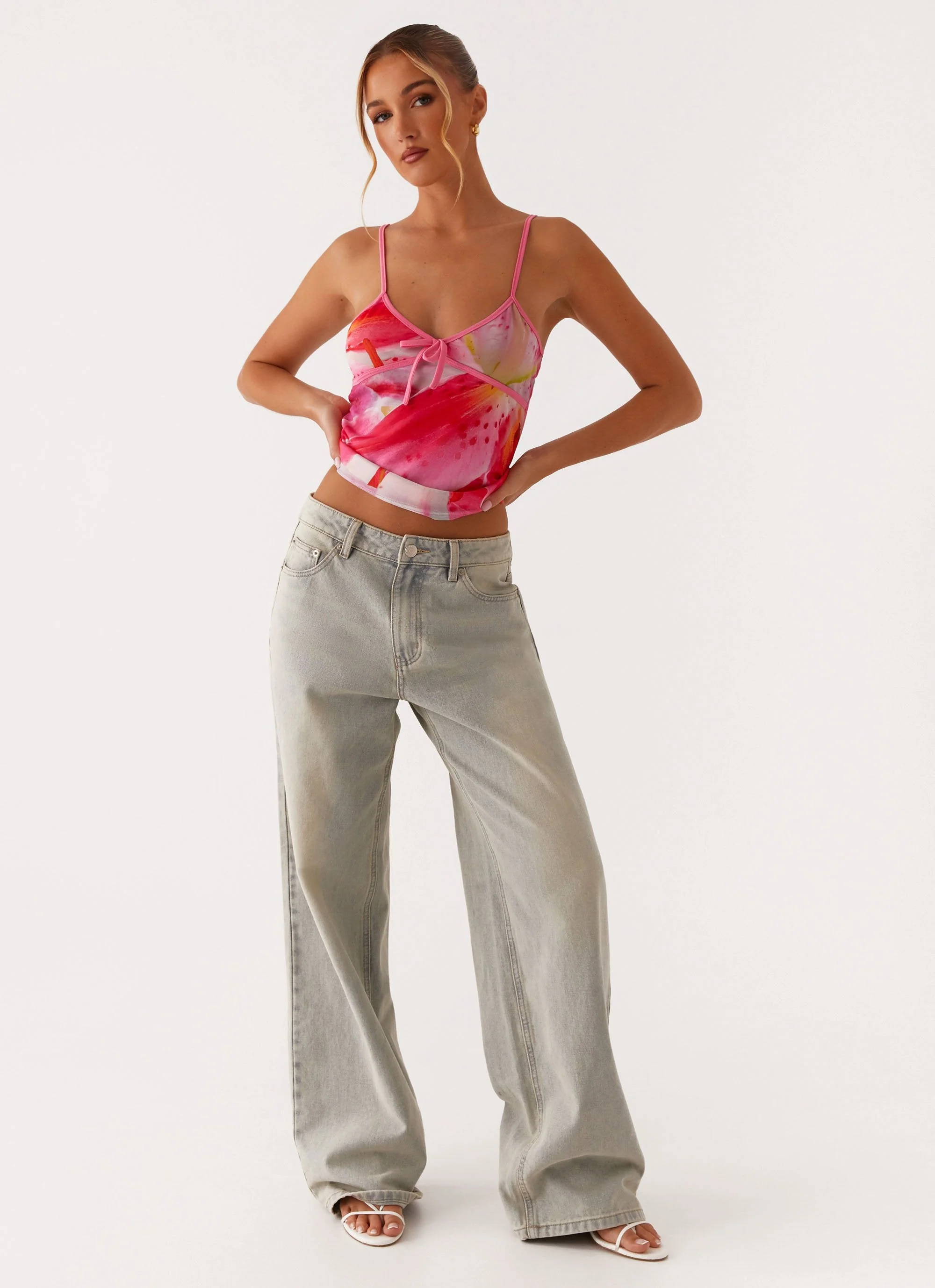 Claudie Mesh Top - White Pink Lilly - Image 6