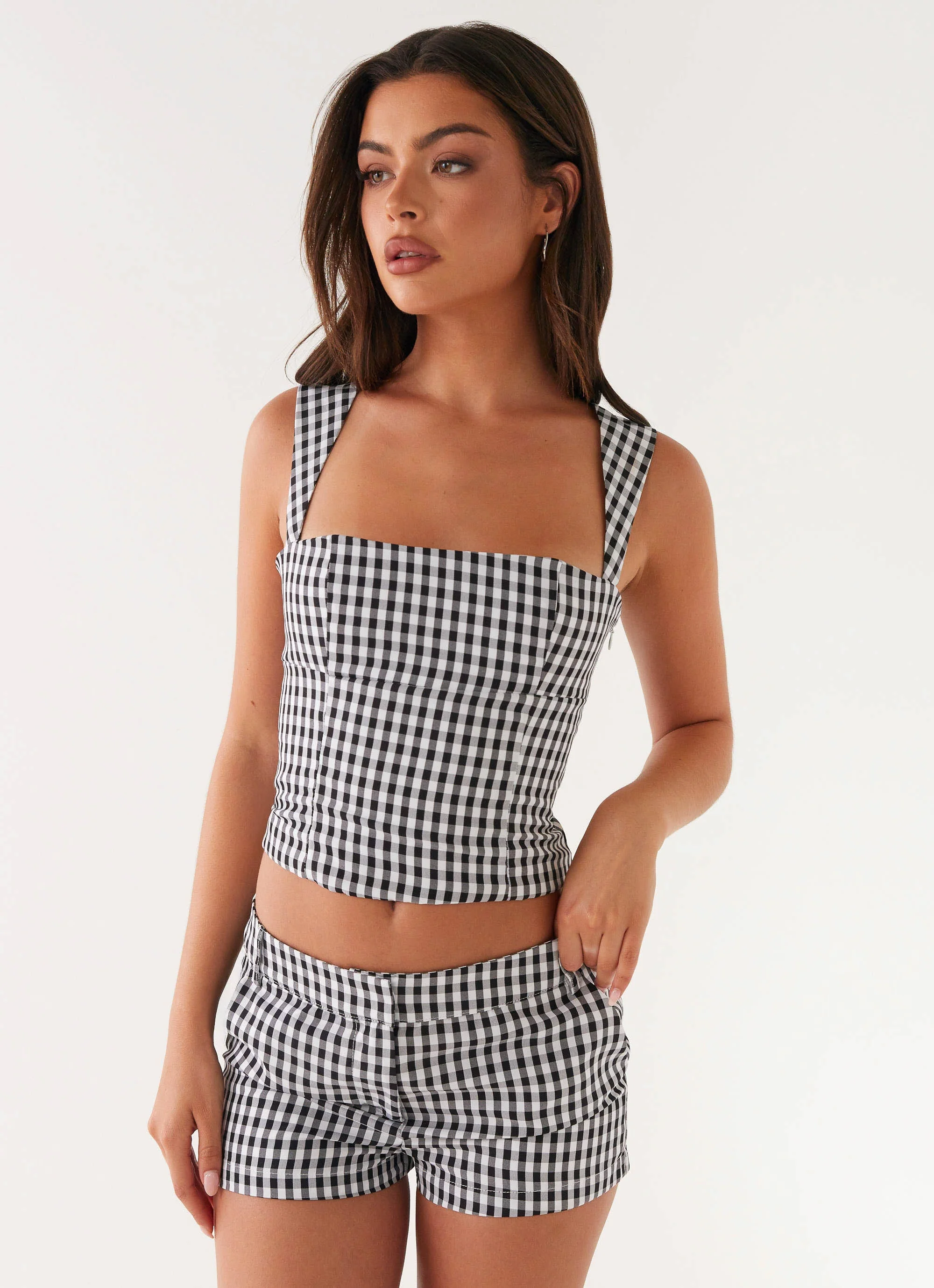 Clayton Tailored Shorts - Black Gingham - Image 6
